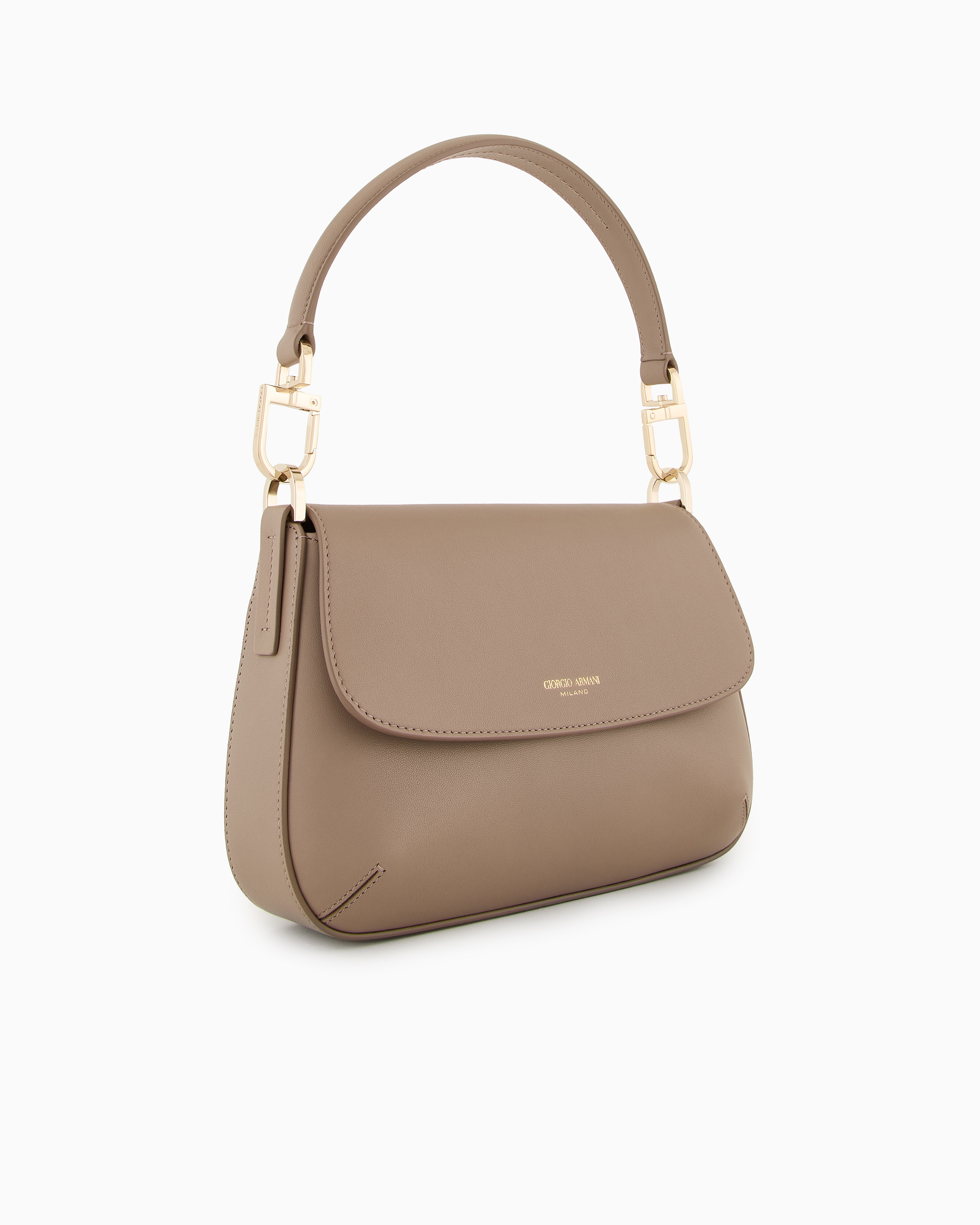 Giorgio Armani Small La Prima Soft Baguette Bag In Nappa Leather In Beige