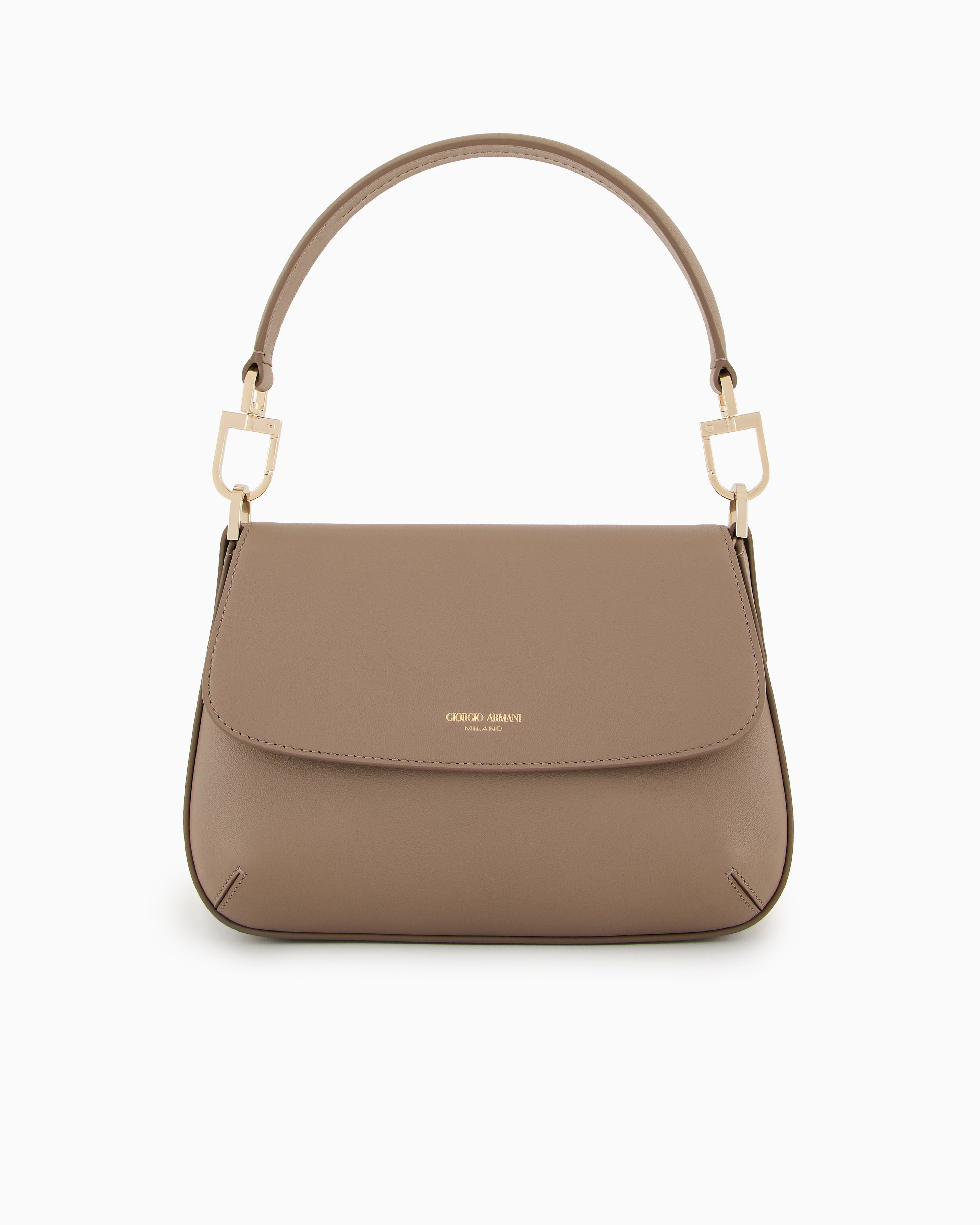 Giorgio Armani Small La Prima Soft Baguette Bag In Nappa Leather In Beige