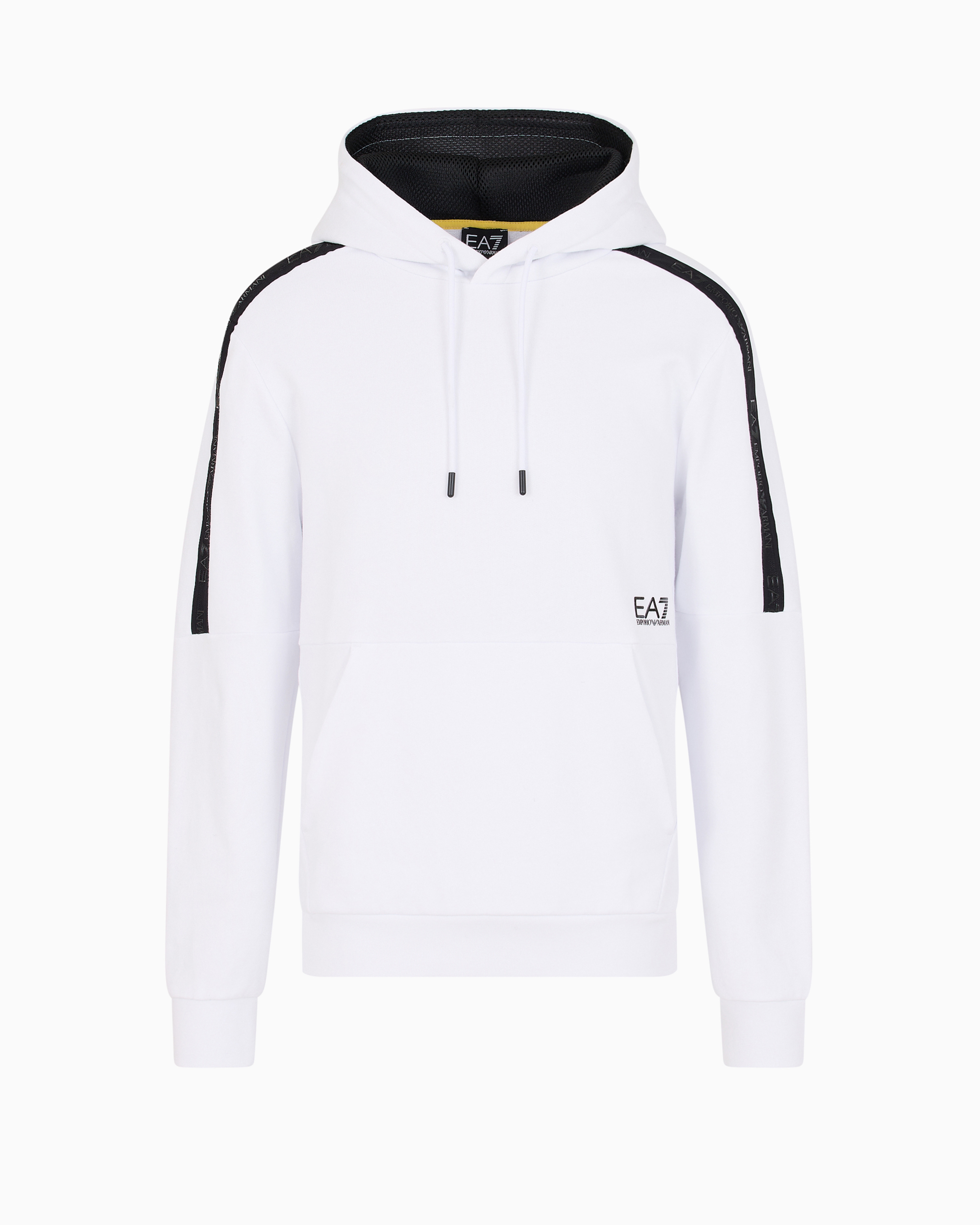 Ea7 Official Store Logo Series Hooded Cotton Sweatshirt In White