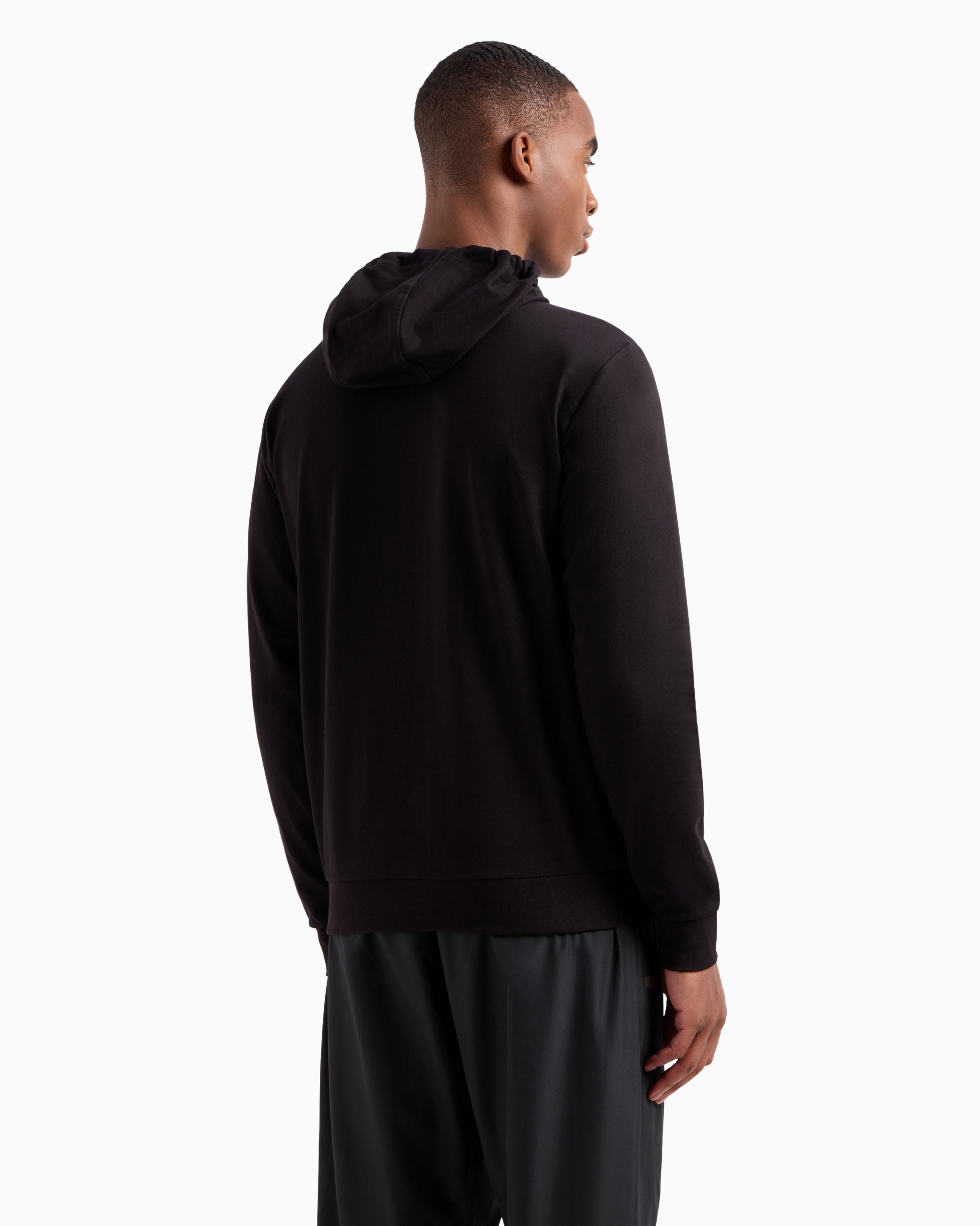 Shop Ea7 Cotton Hooded Visibility Sweatshirt In Black