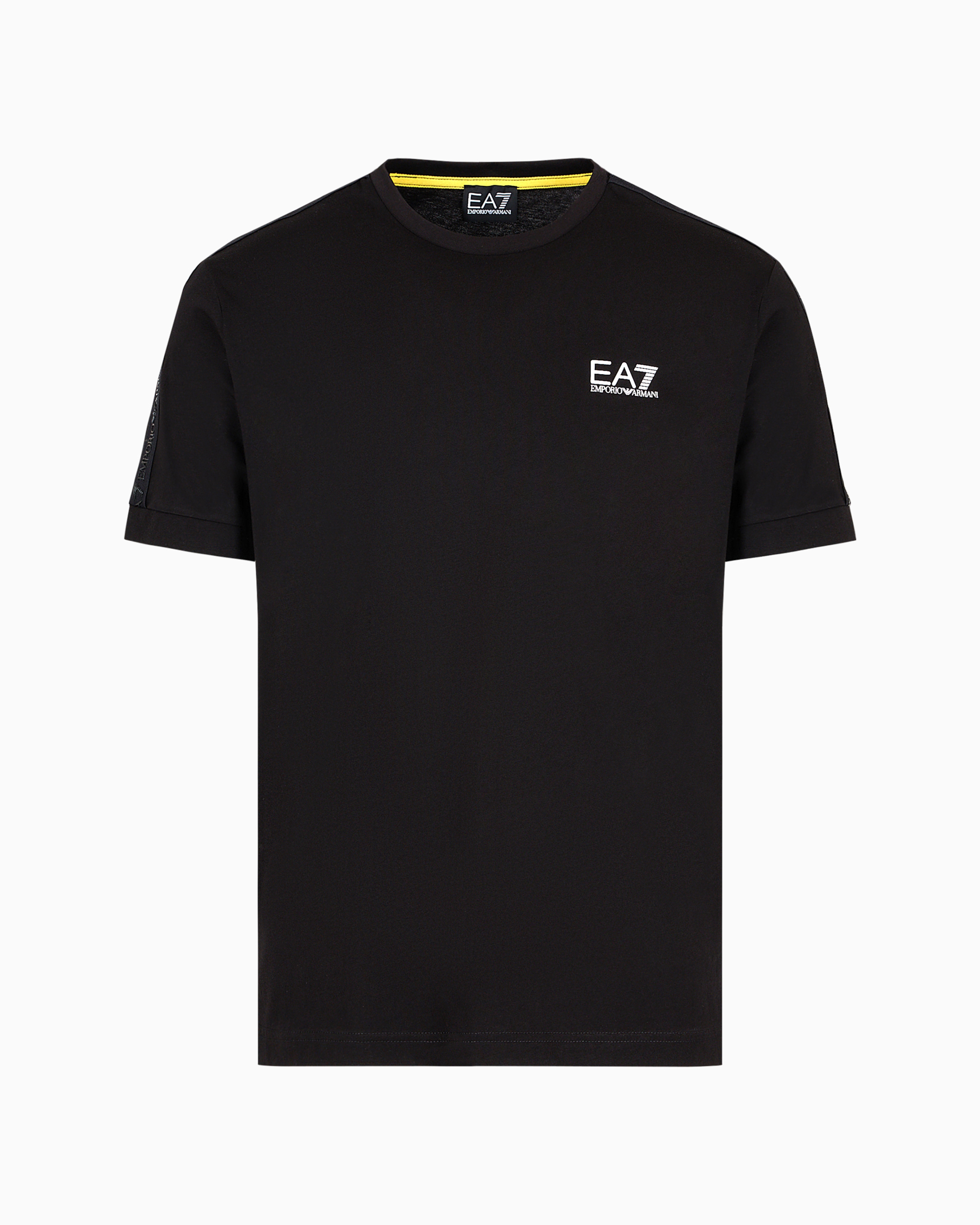 Ea7 Official Store Logo Series Cotton Crew-neck T-shirt In Black