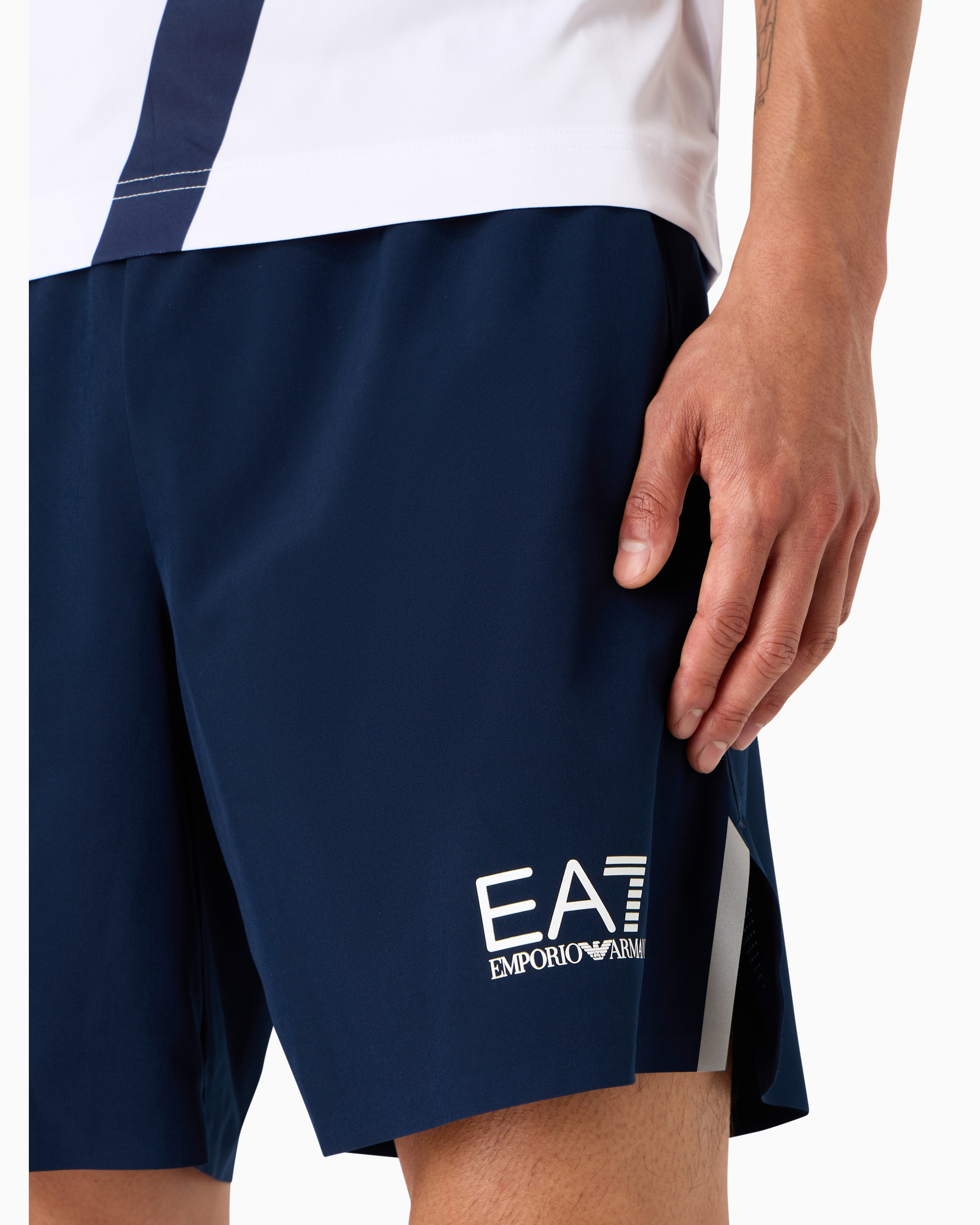 Emporio Armani Tennis Pro Board Shorts In Ventus7 Technical Fabric In Navy Blue