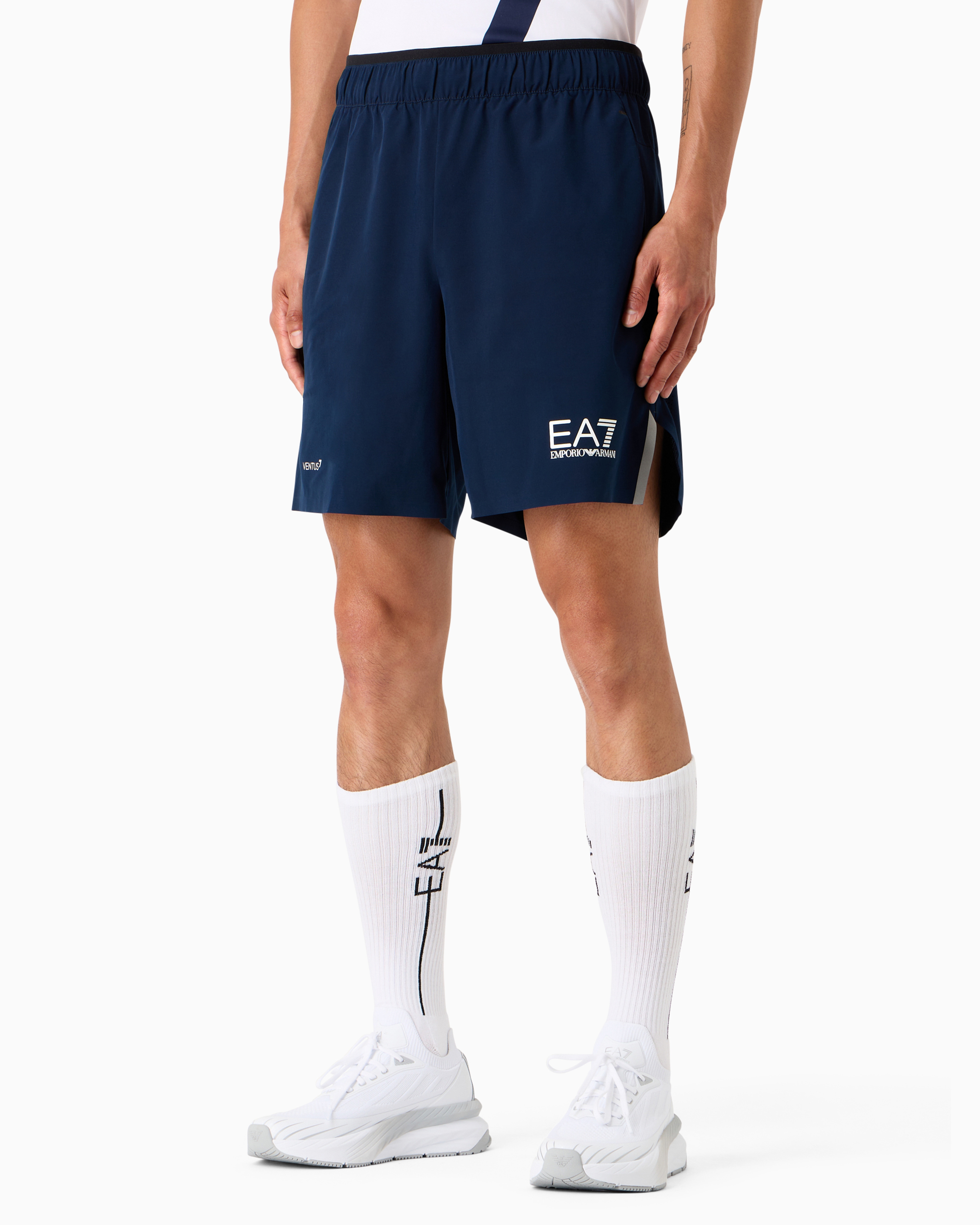 Emporio Armani Tennis Pro Board Shorts In Ventus7 Technical Fabric In Navy Blue