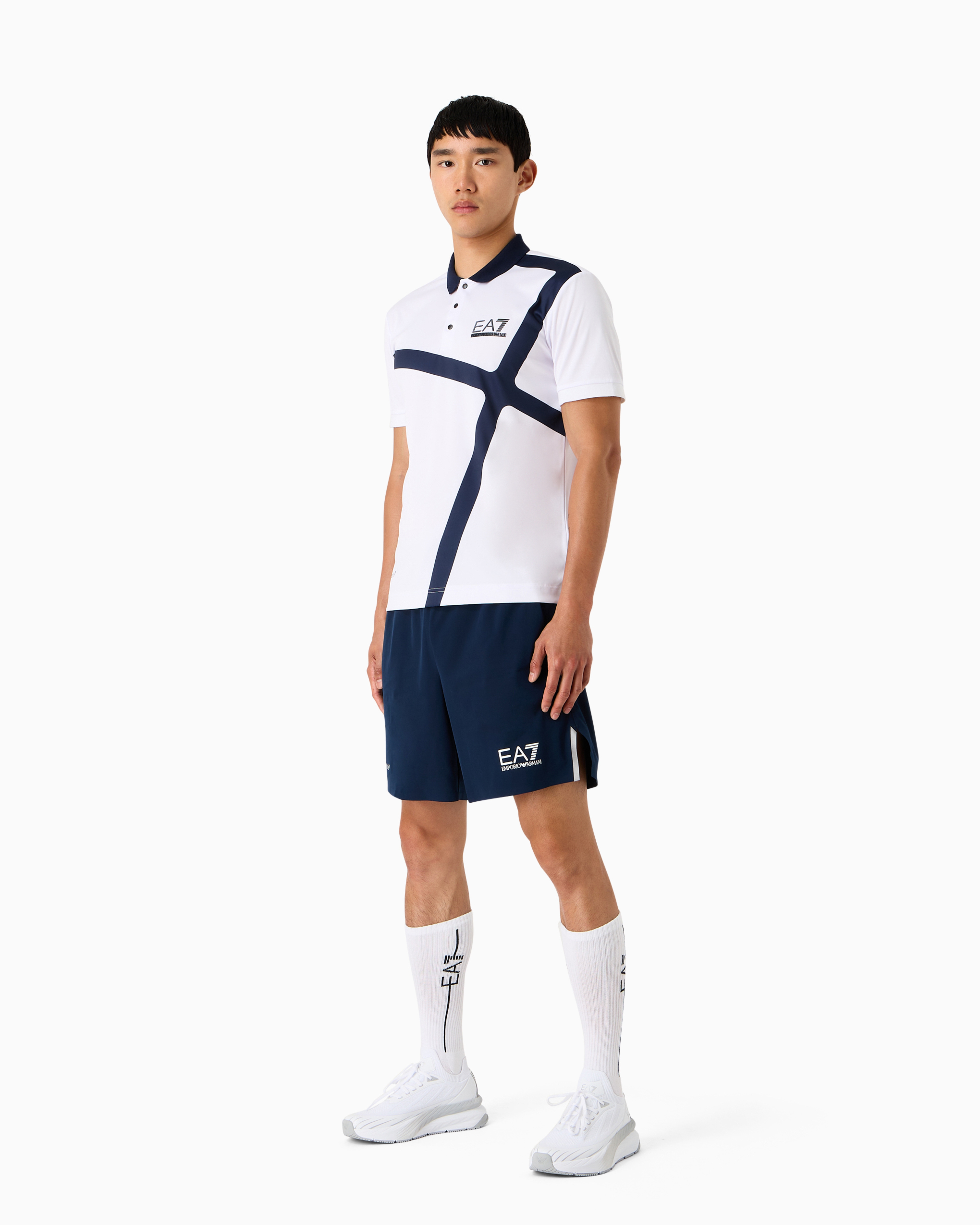 Emporio Armani Tennis Pro Board Shorts In Ventus7 Technical Fabric In Navy Blue
