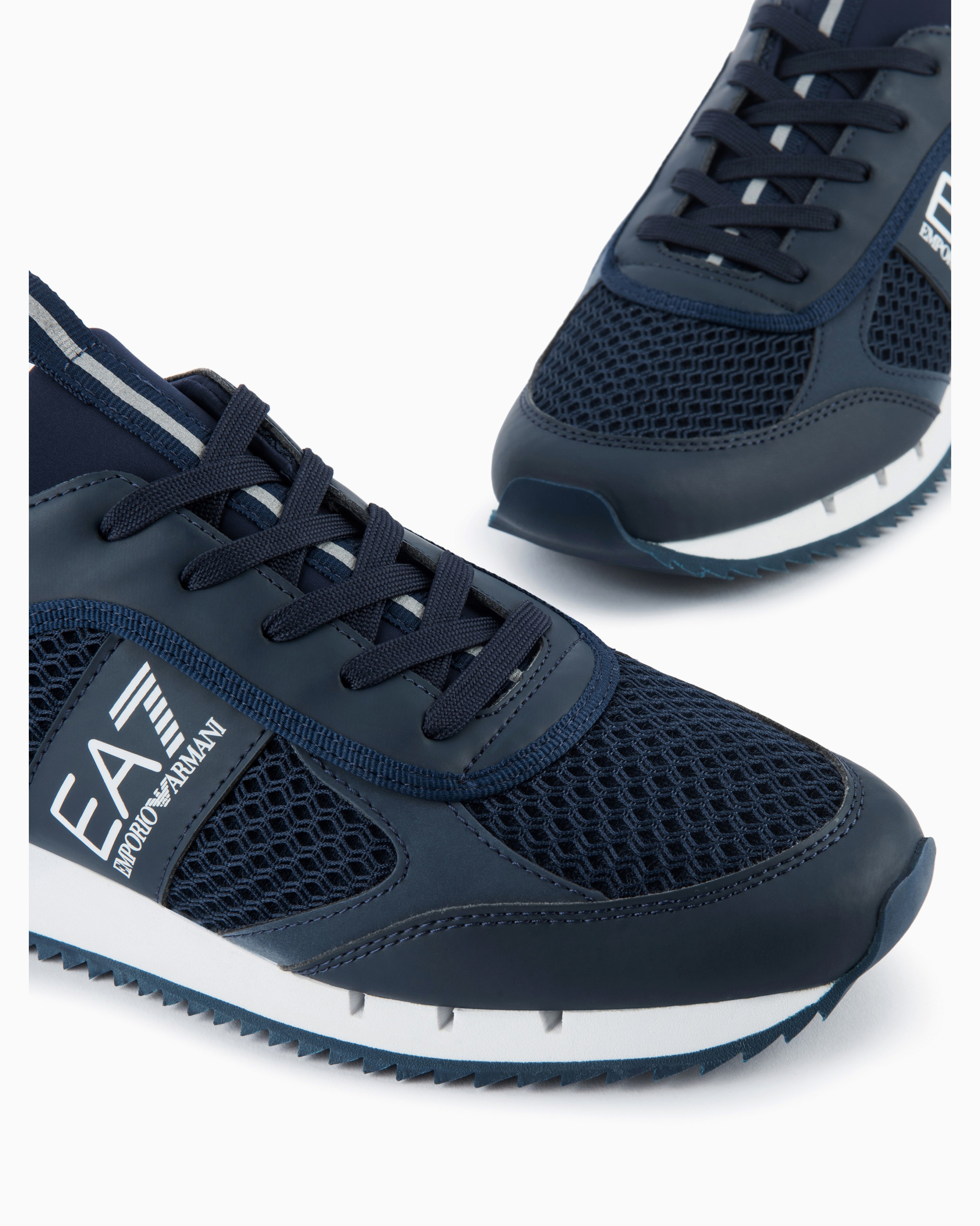 Ea7 Logo-print Sneakers In Navy_blue