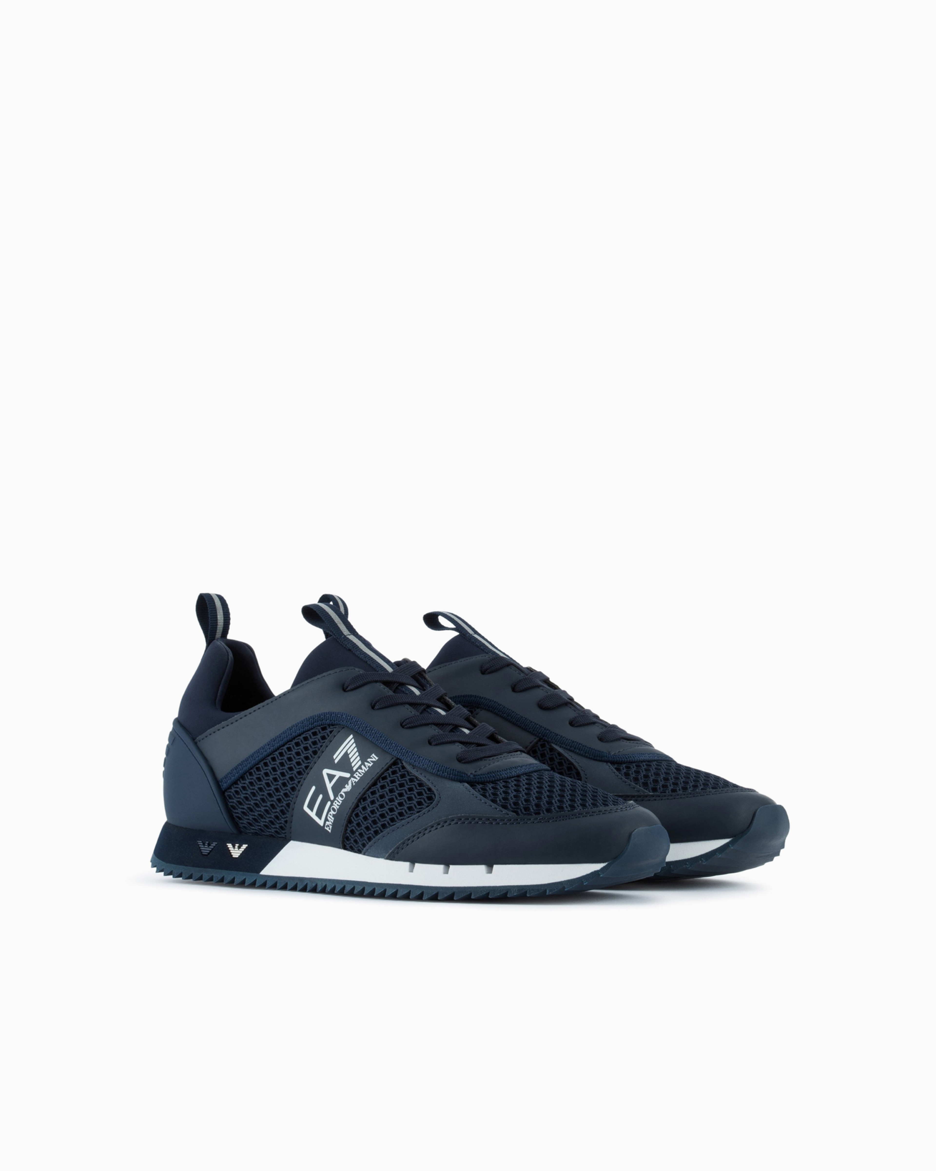 Ea7 Logo-print Sneakers In Navy_blue