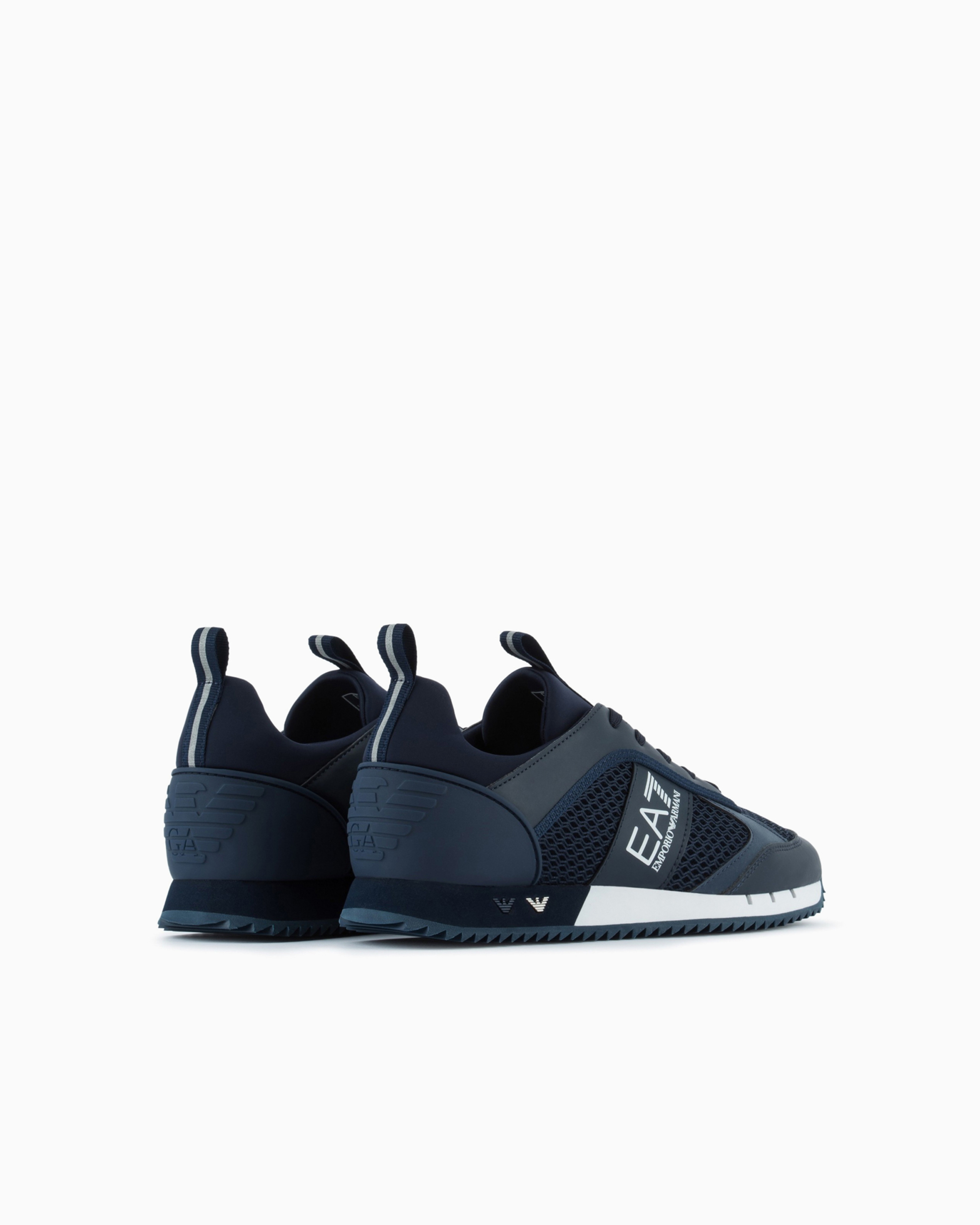 Ea7 Logo-print Sneakers In Navy_blue