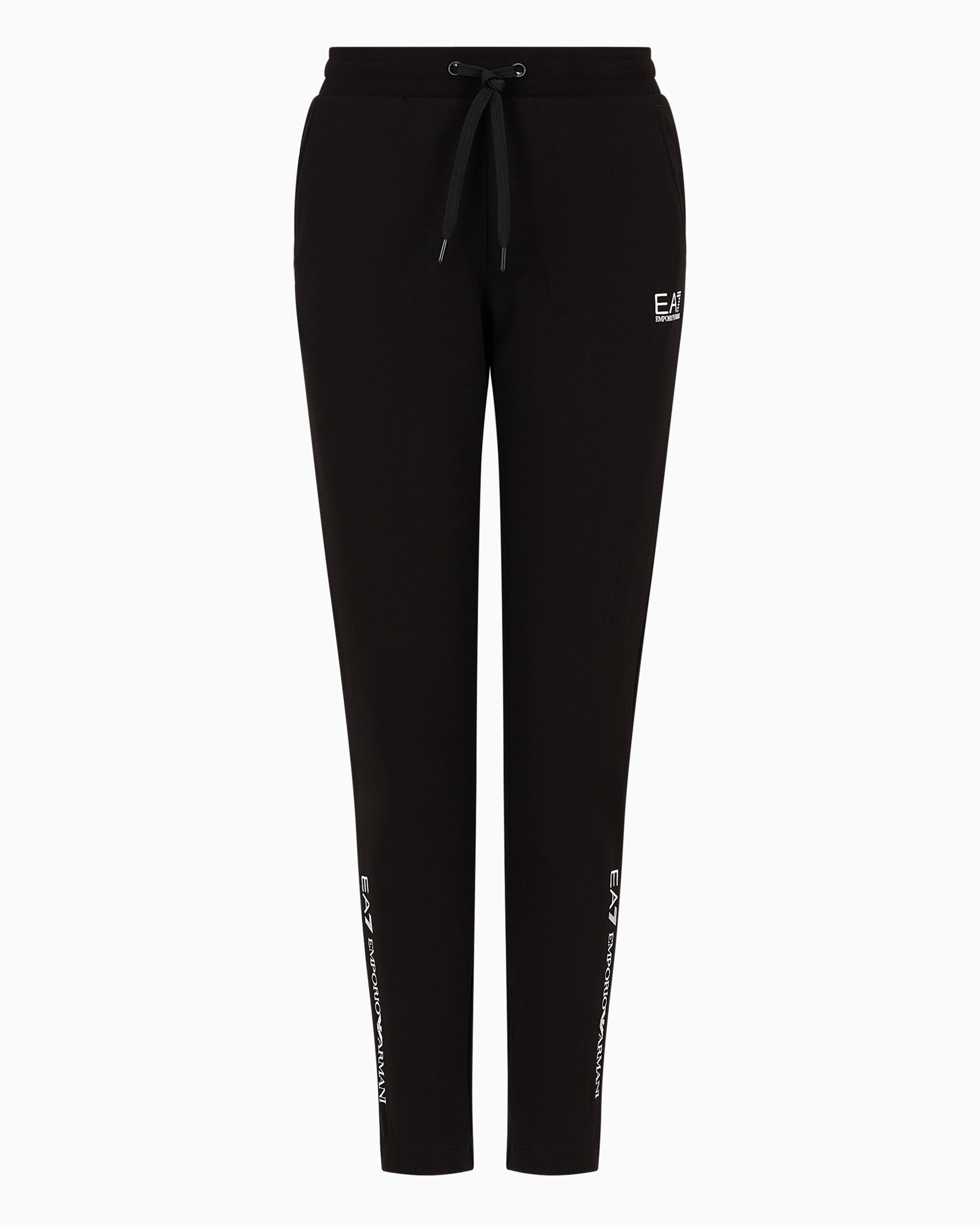 Ea7 Official Store Cotton Shiny Trousers In Black