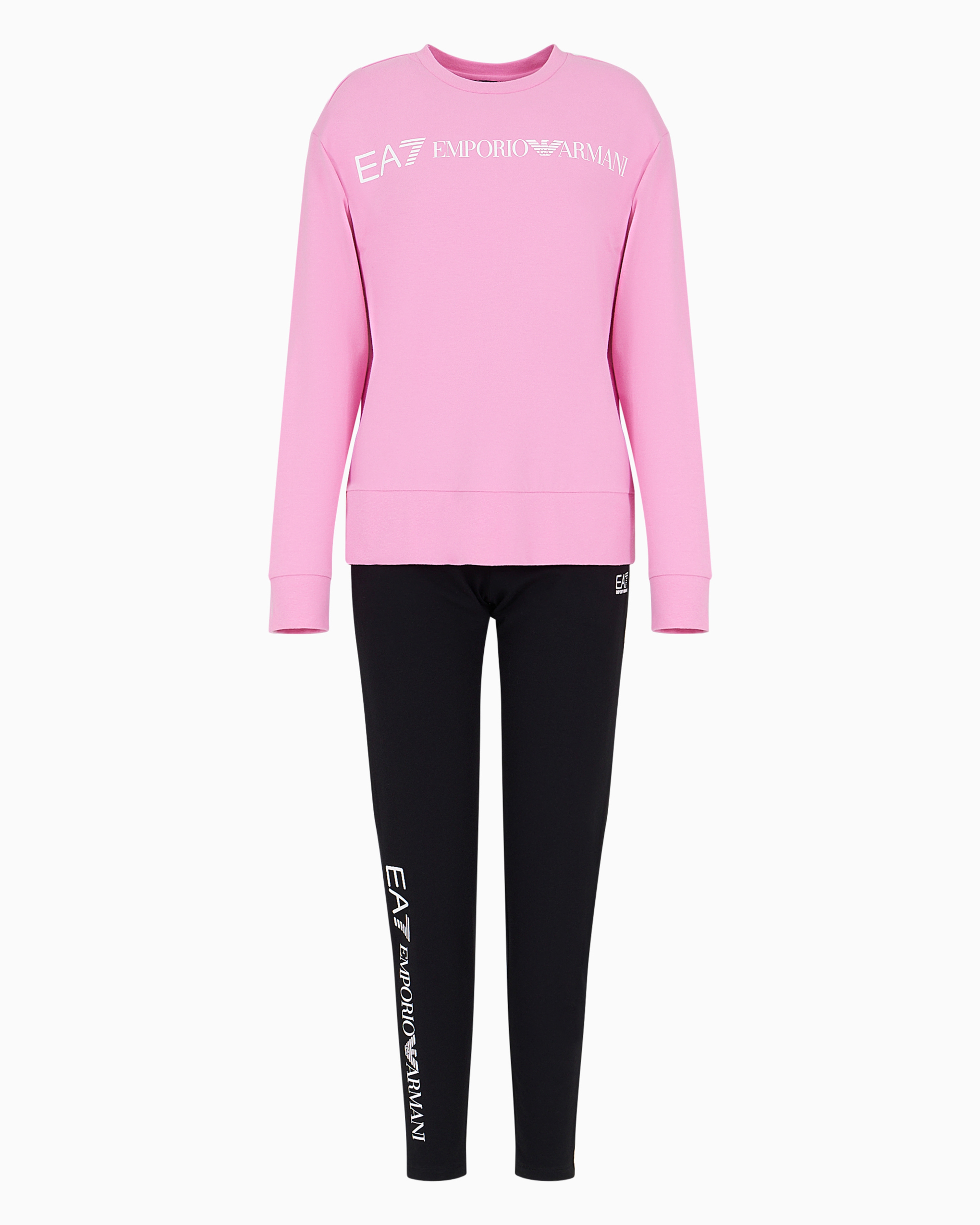 Ea7 Official Store Stretch-cotton Tracksuit With Logo In Pink