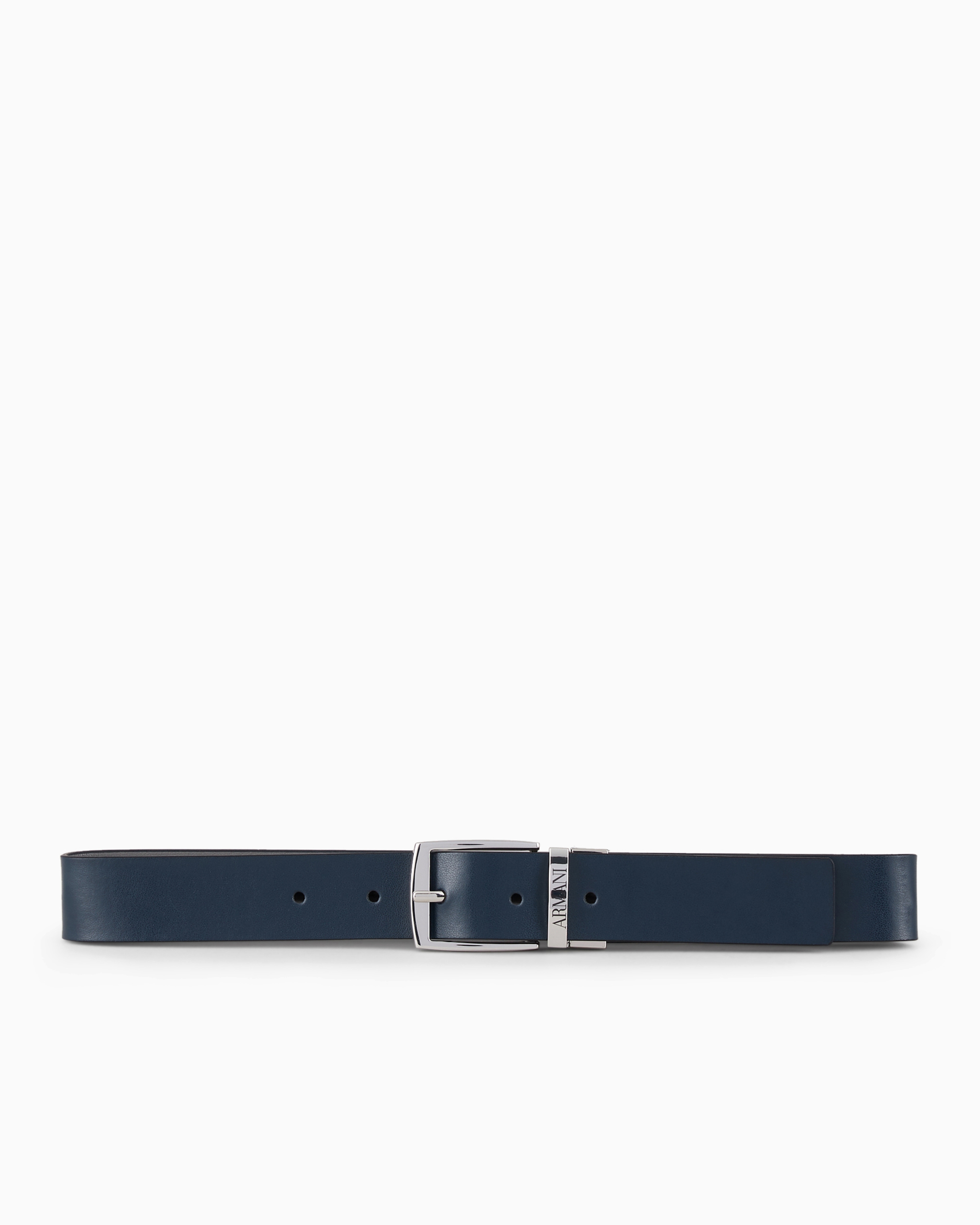 Emporio Armani Official Store Reversible Belt With Logo Buckle In Navy Blue