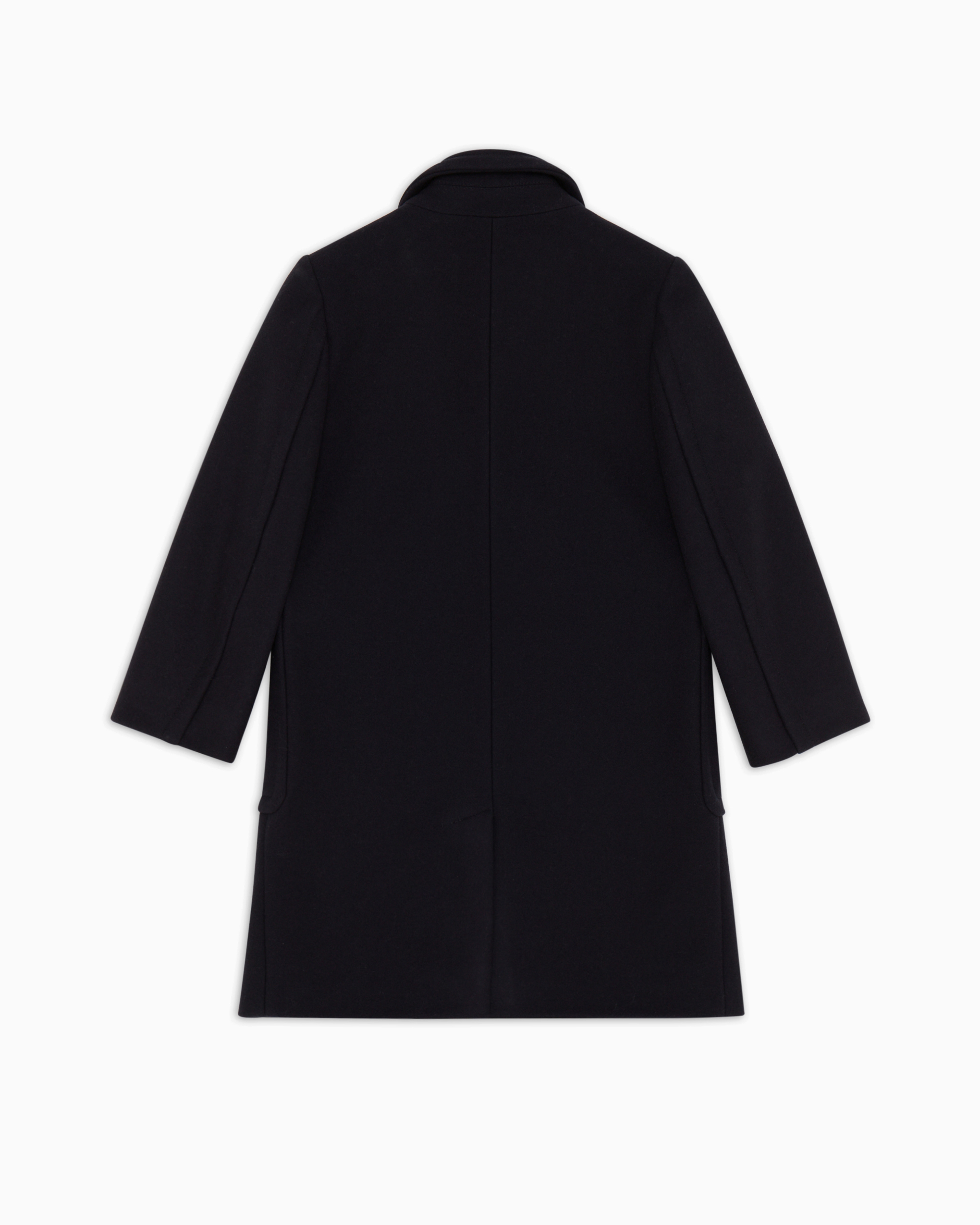 Emporio Armani Official Store Single-breasted Wool Cloth Coat In Navy Blue