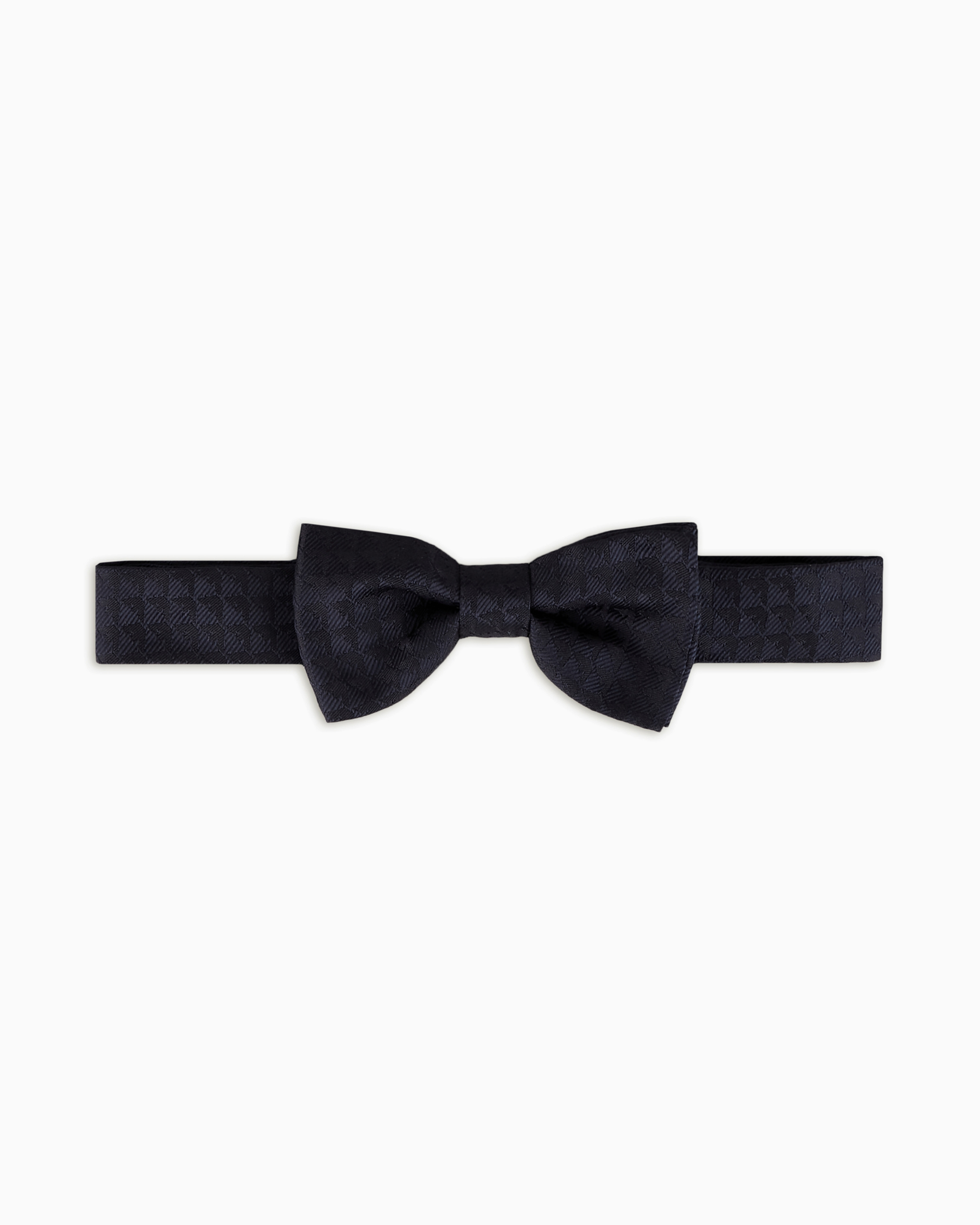 Emporio Armani Kids' Pure Silk Bow Tie With All-over Jacquard Eagle In Midnight Blue
