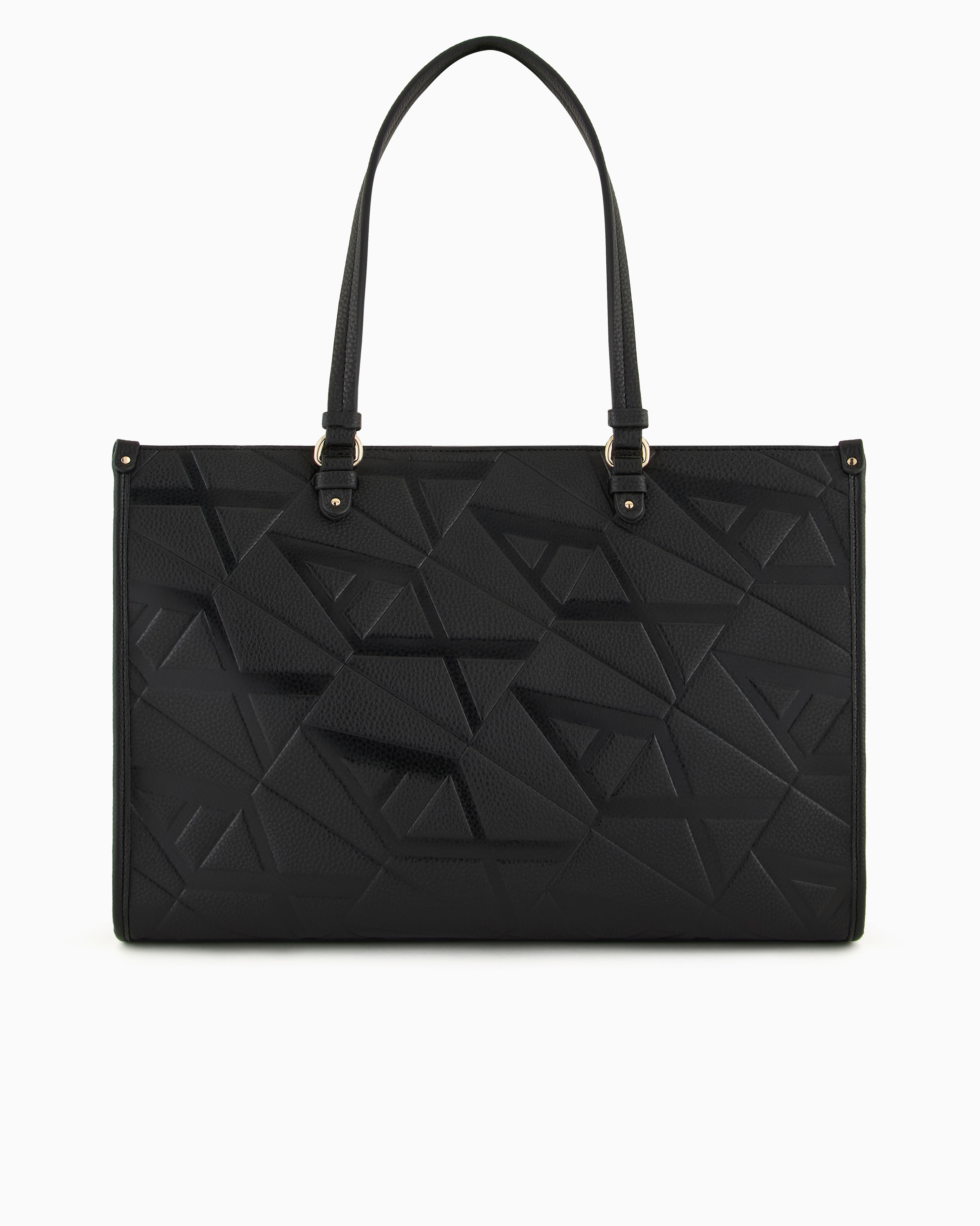 Shop Armani Exchange Tote Bag With Allover Emossed Logo In Black