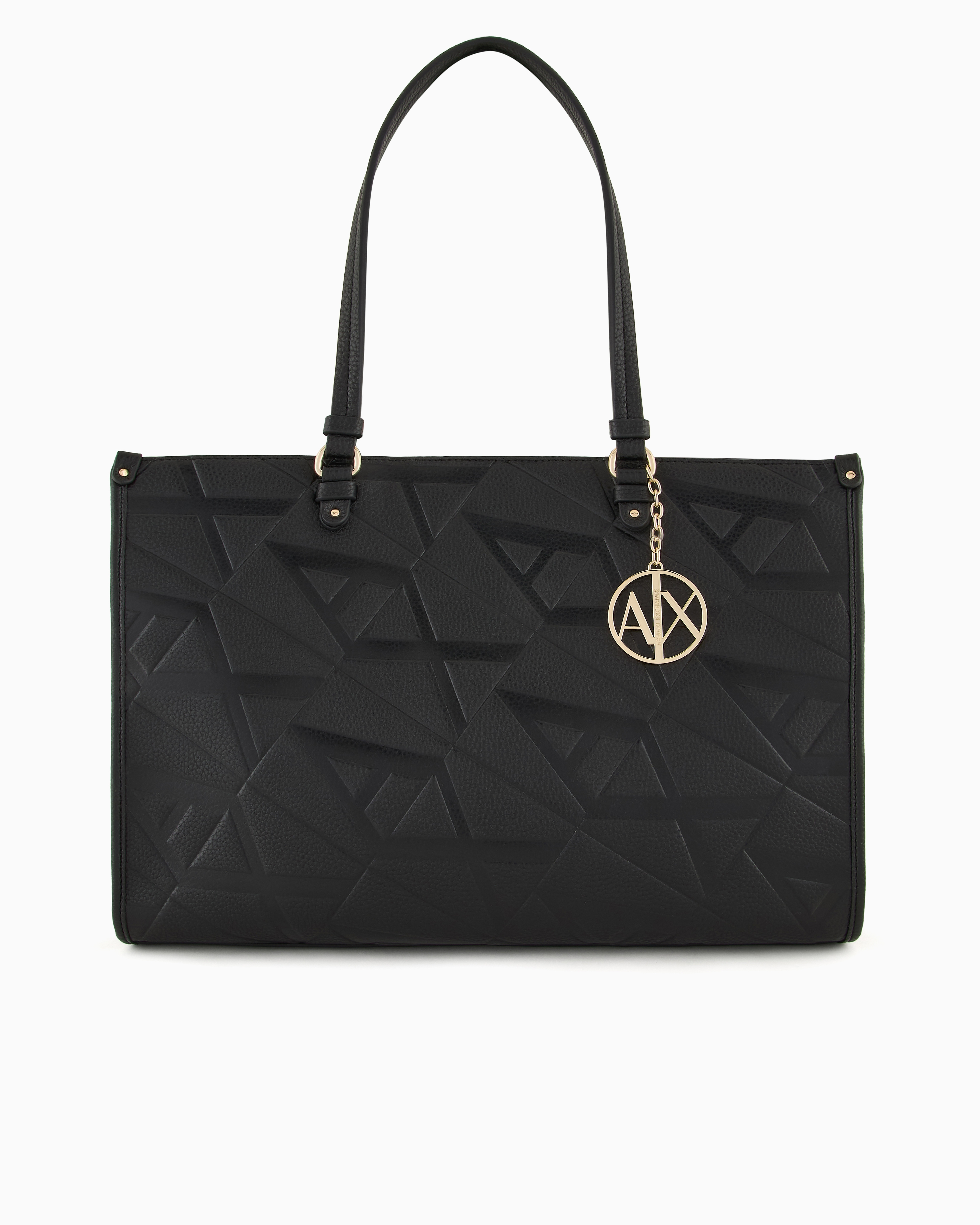 Shop Armani Exchange Tote Bag With Allover Emossed Logo In Black