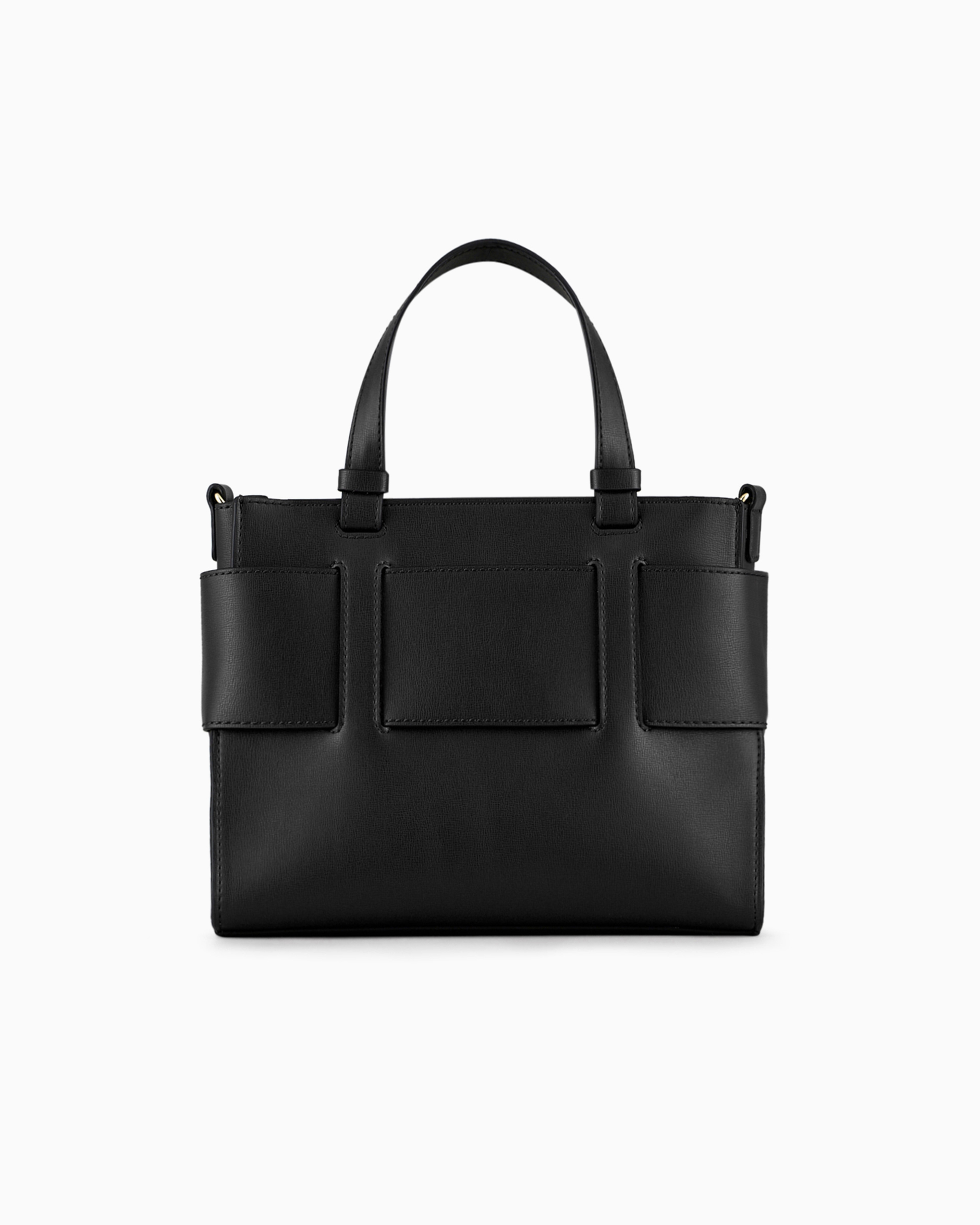 Armani Exchange Medium Tote Bag With Double Handles And Shoulder Strap In Black