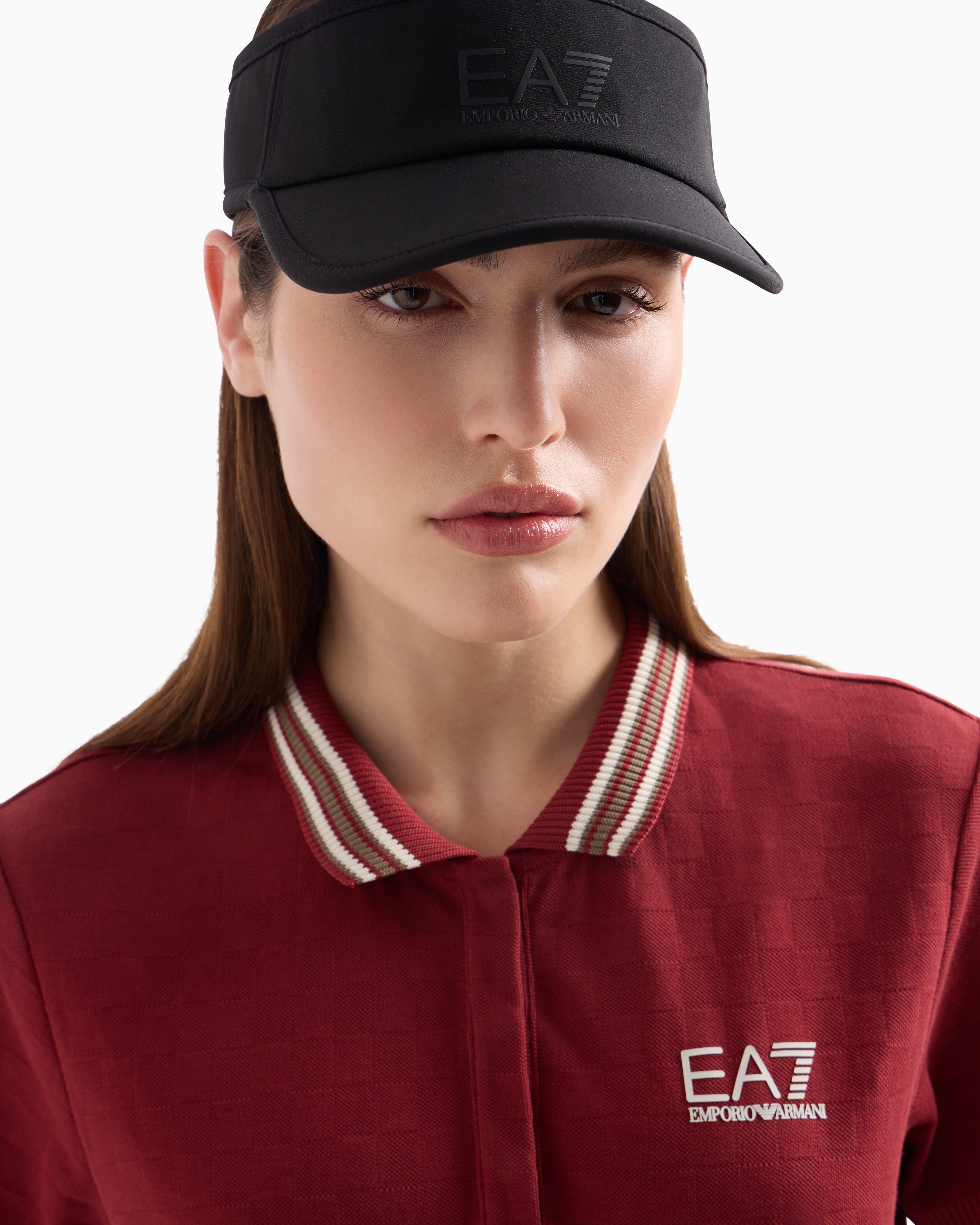Ea7 Golf Pro Technical Fabric Visor In Black