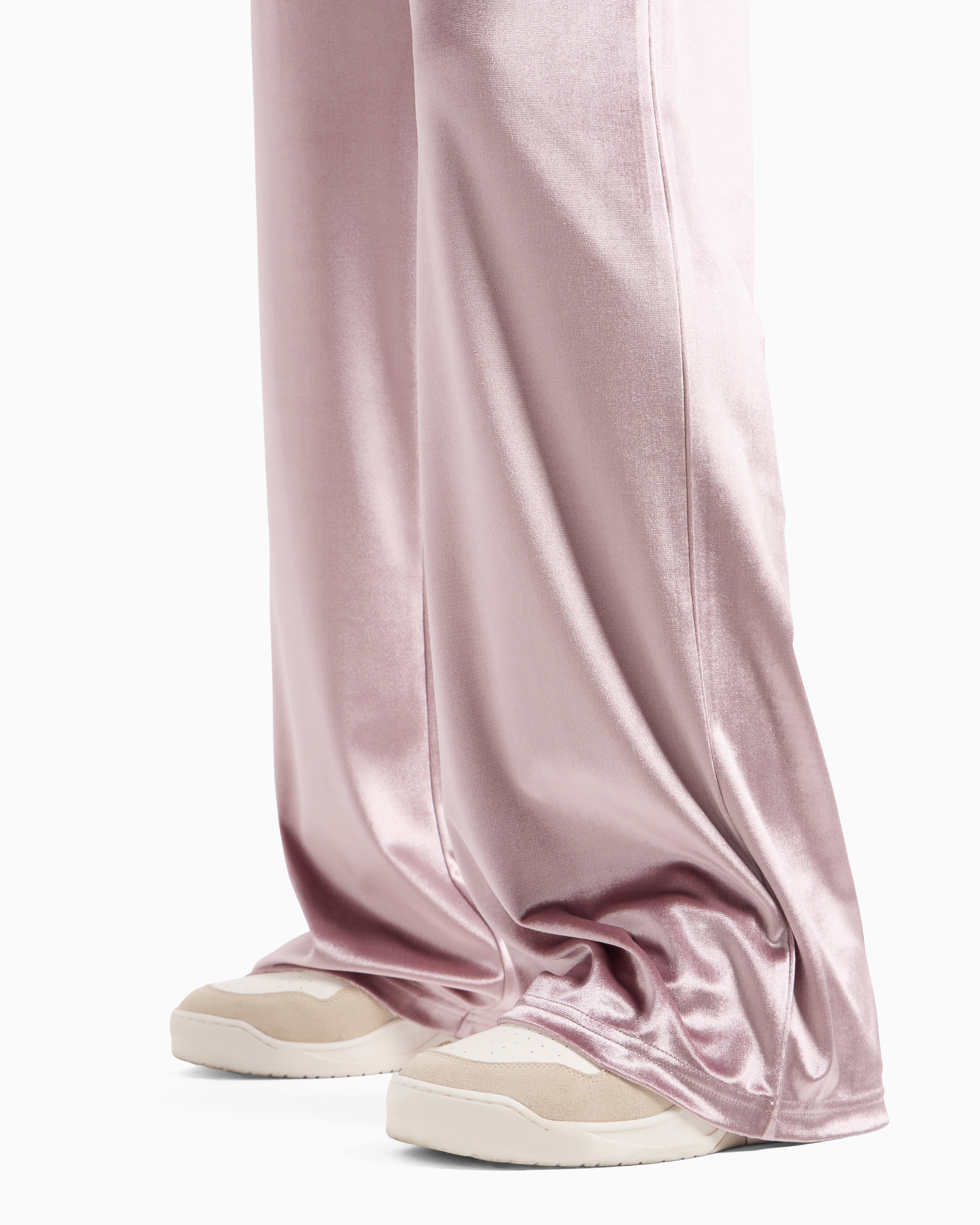 Shop Ea7 Athletic Velour Wide-leg Trousers In Pink