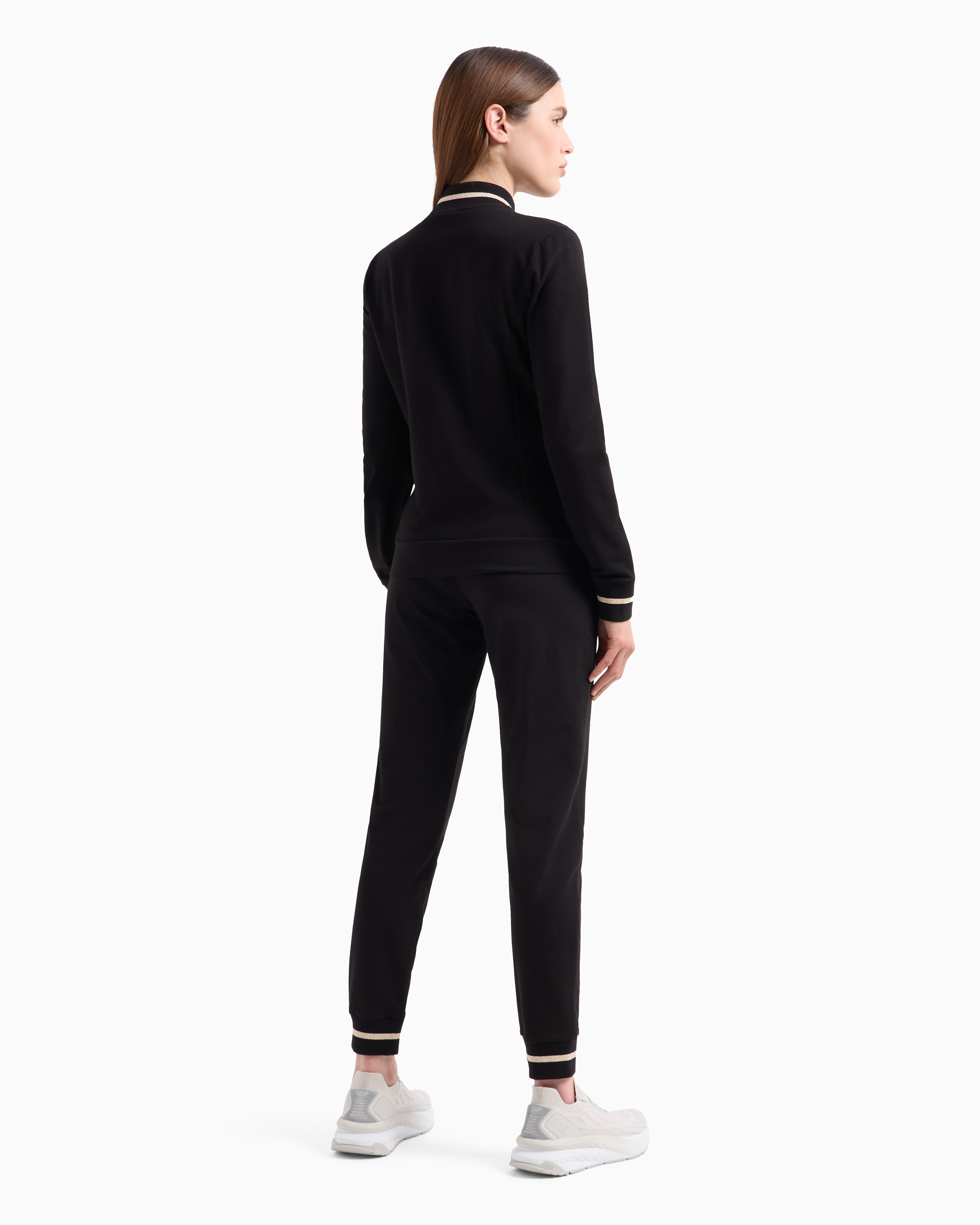 Shop Ea7 Core Lady Stretch-cotton Tracksuit In Black