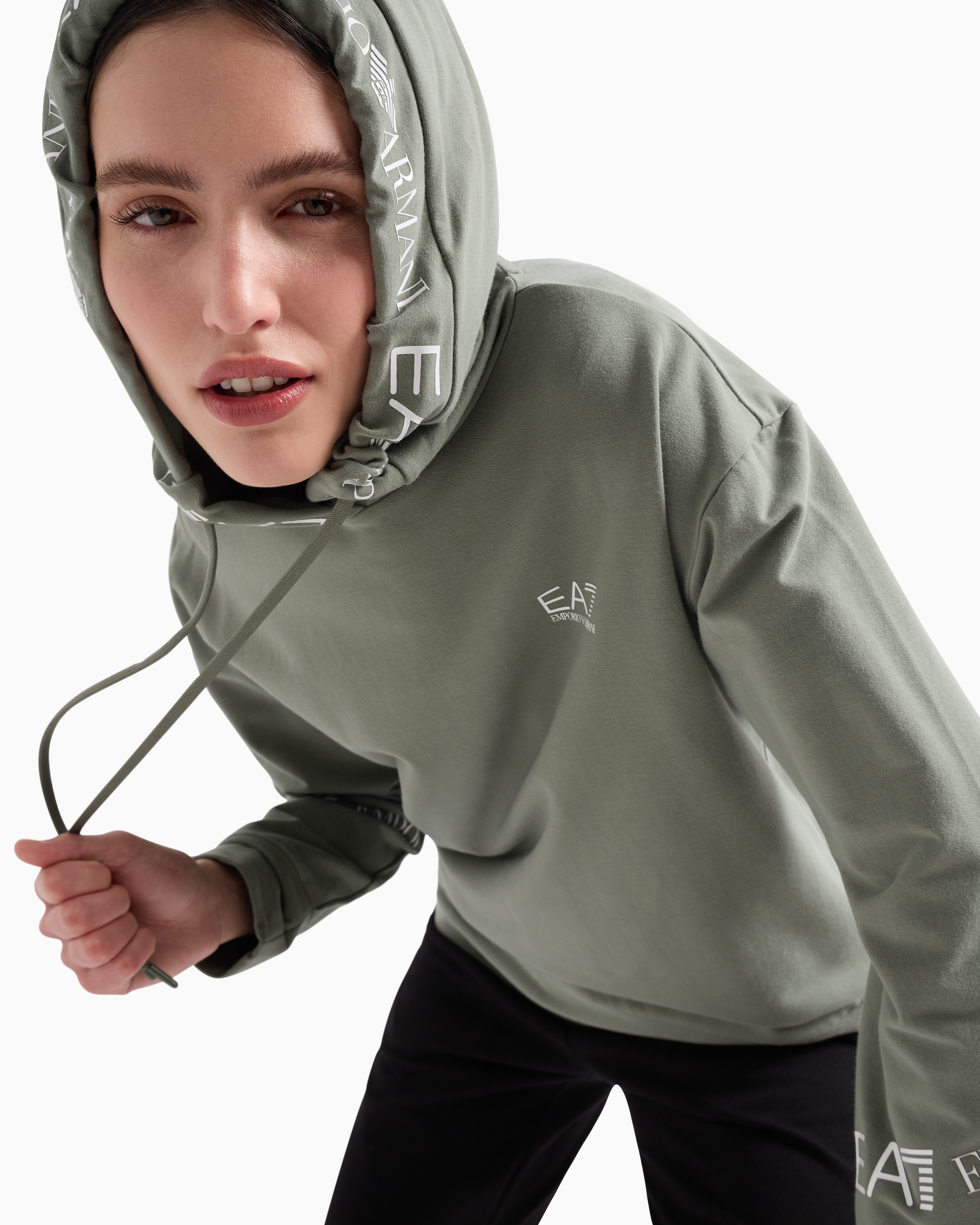 Ea7 Official Store Stretch-cotton Tracksuit With Logo Tape Detail In Light Green