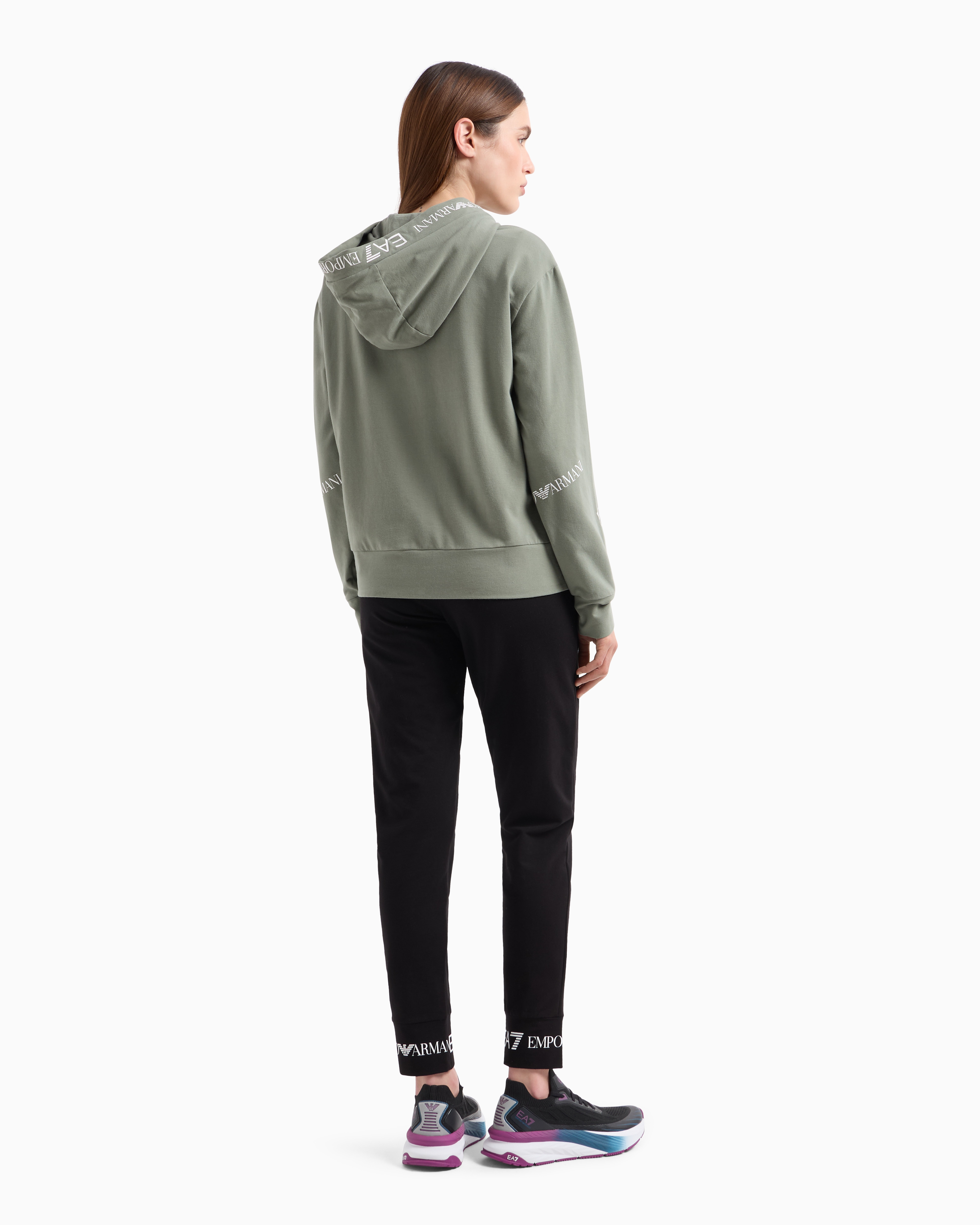 Ea7 Official Store Stretch-cotton Tracksuit With Logo Tape Detail In Light Green