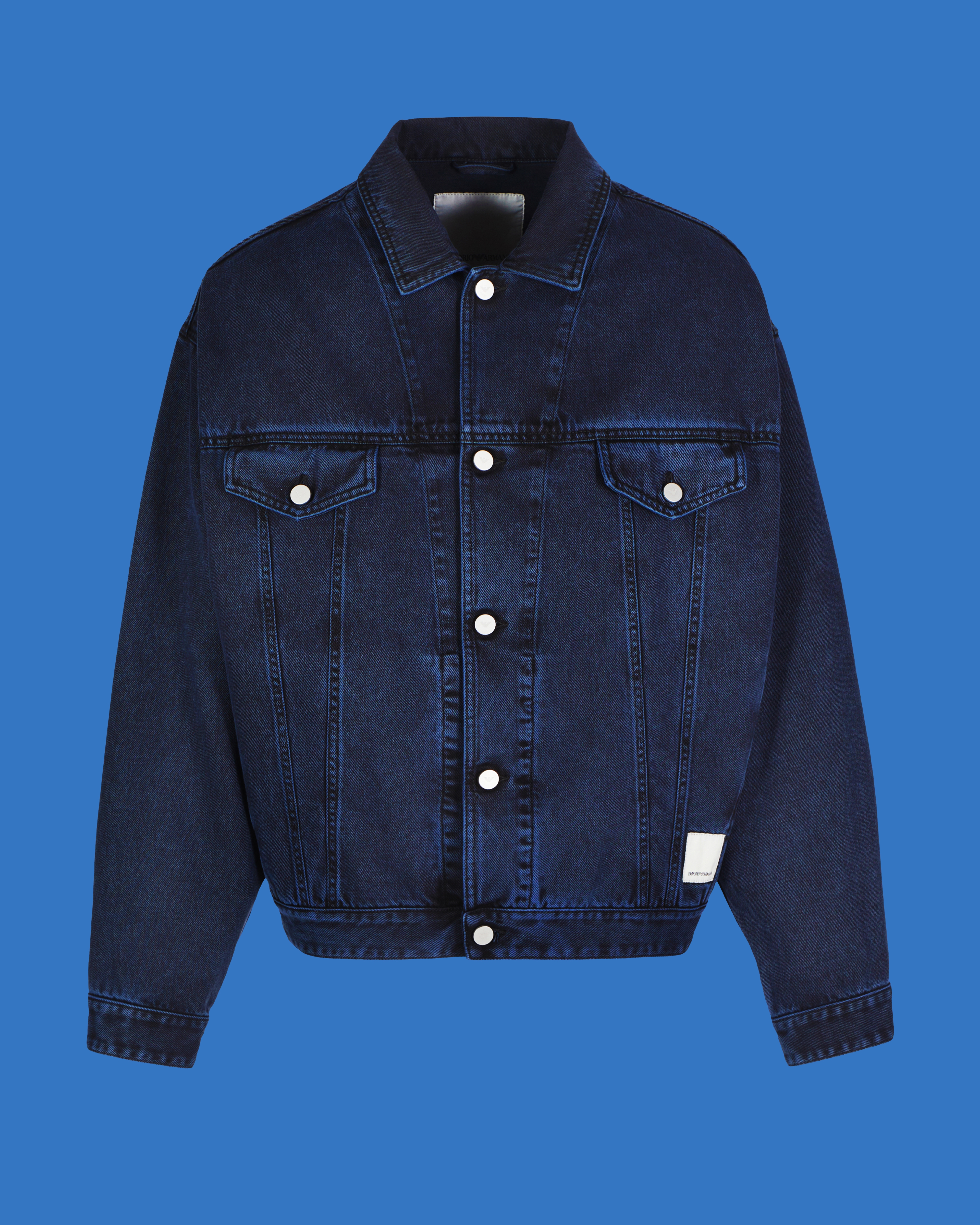 Emporio Armani - ASV Black Blue capsule collection marble-effect denim jacket, Man, Blue, Size: