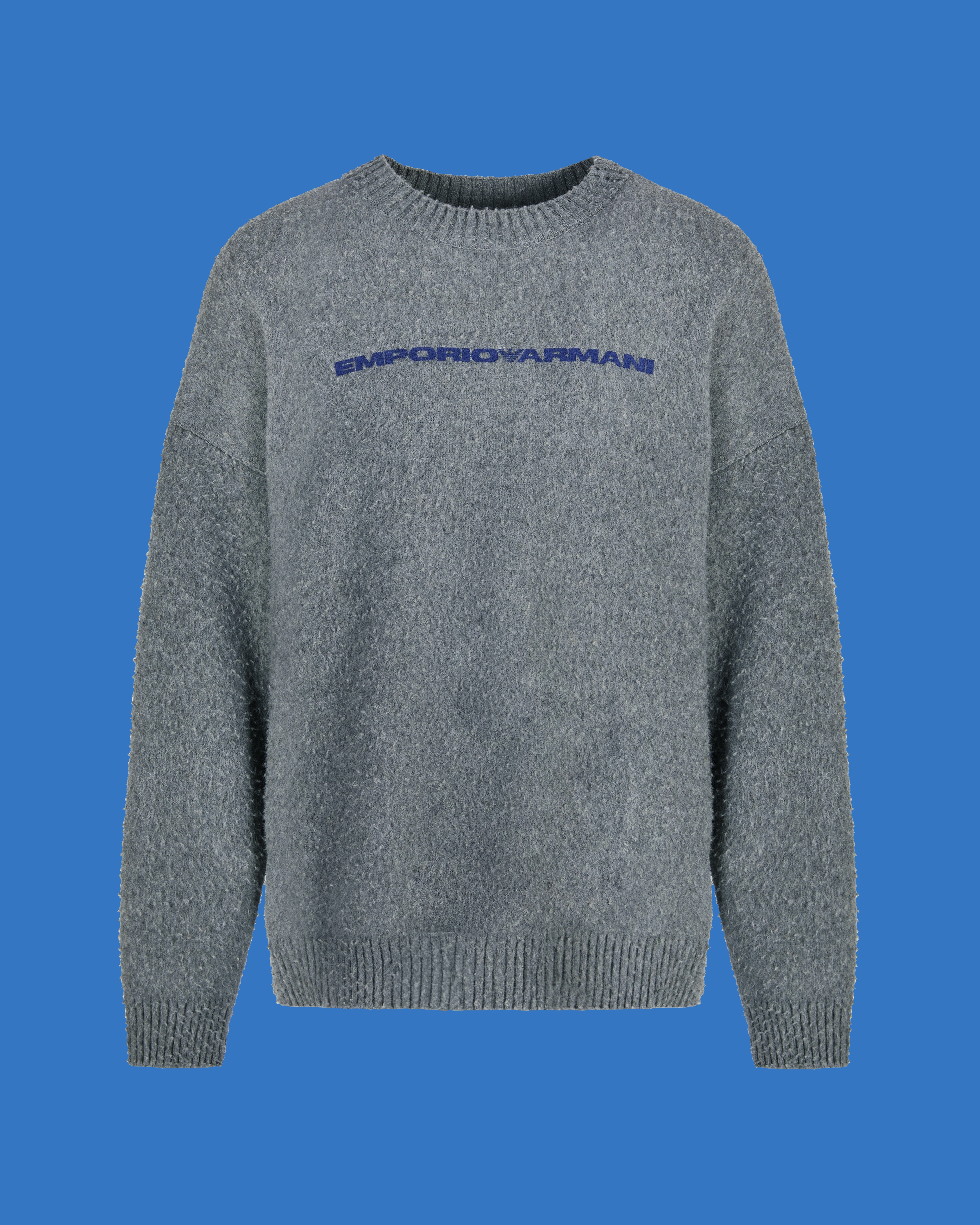 Shop Emporio Armani Asv Black Blue Capsule Collection Brushed Wool Jumper In Grey