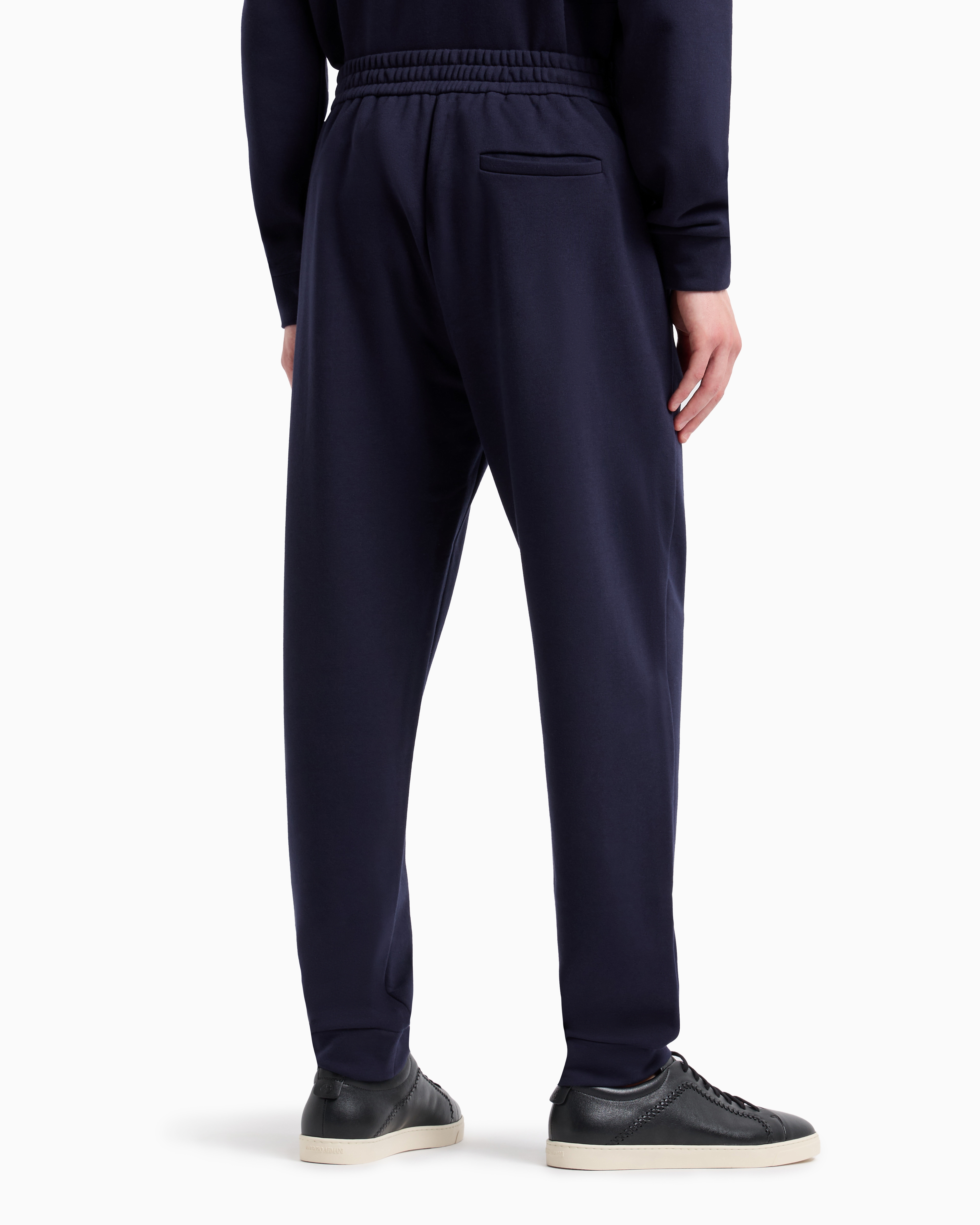 Shop Giorgio Armani Cotton And Cashmere Joggers In Blue