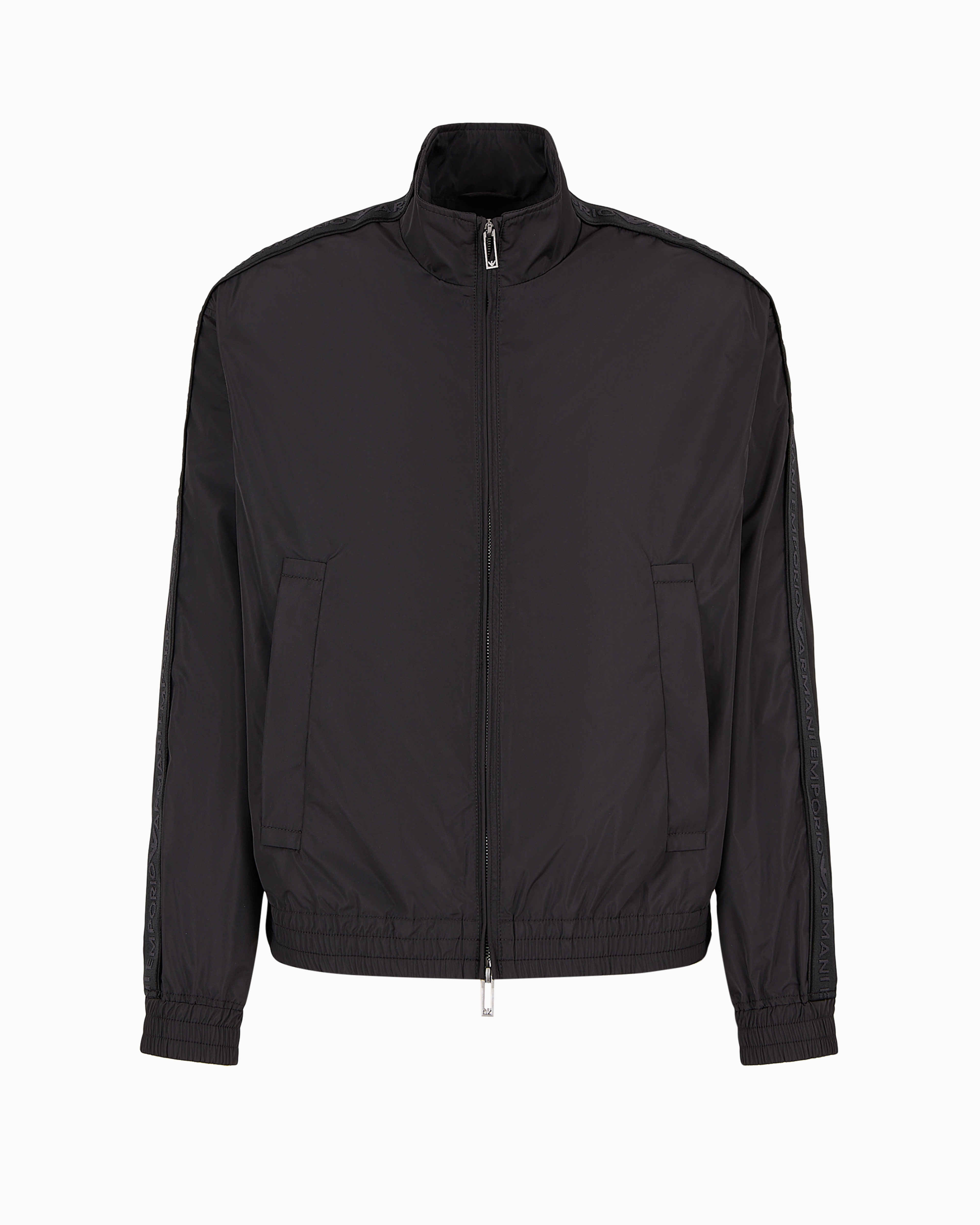 Emporio Armani Official Store Full-zip Blouson In Light Nylon With Logo Tape In Black