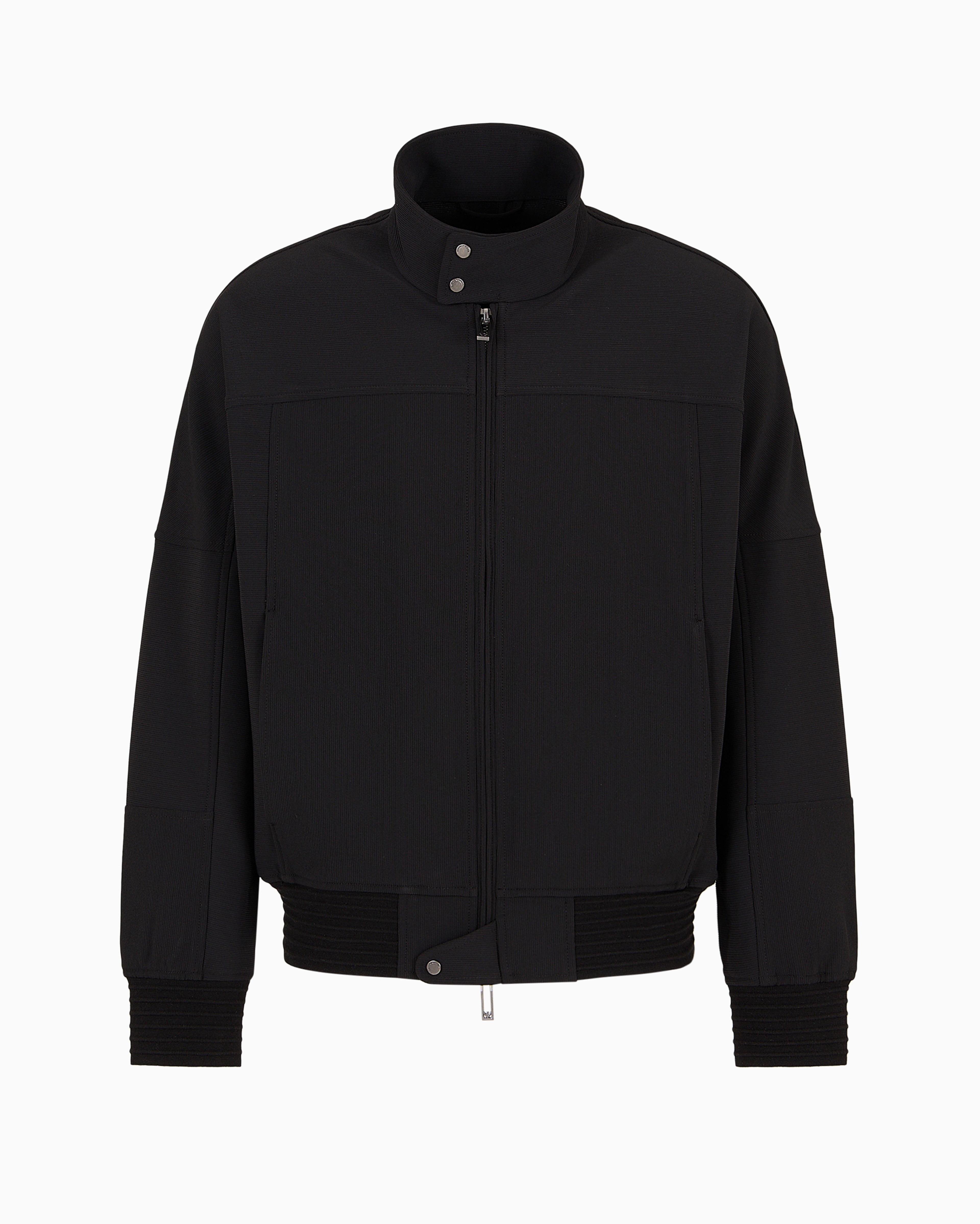 Emporio Armani Canneté Fabric Blouson With Zip In Black