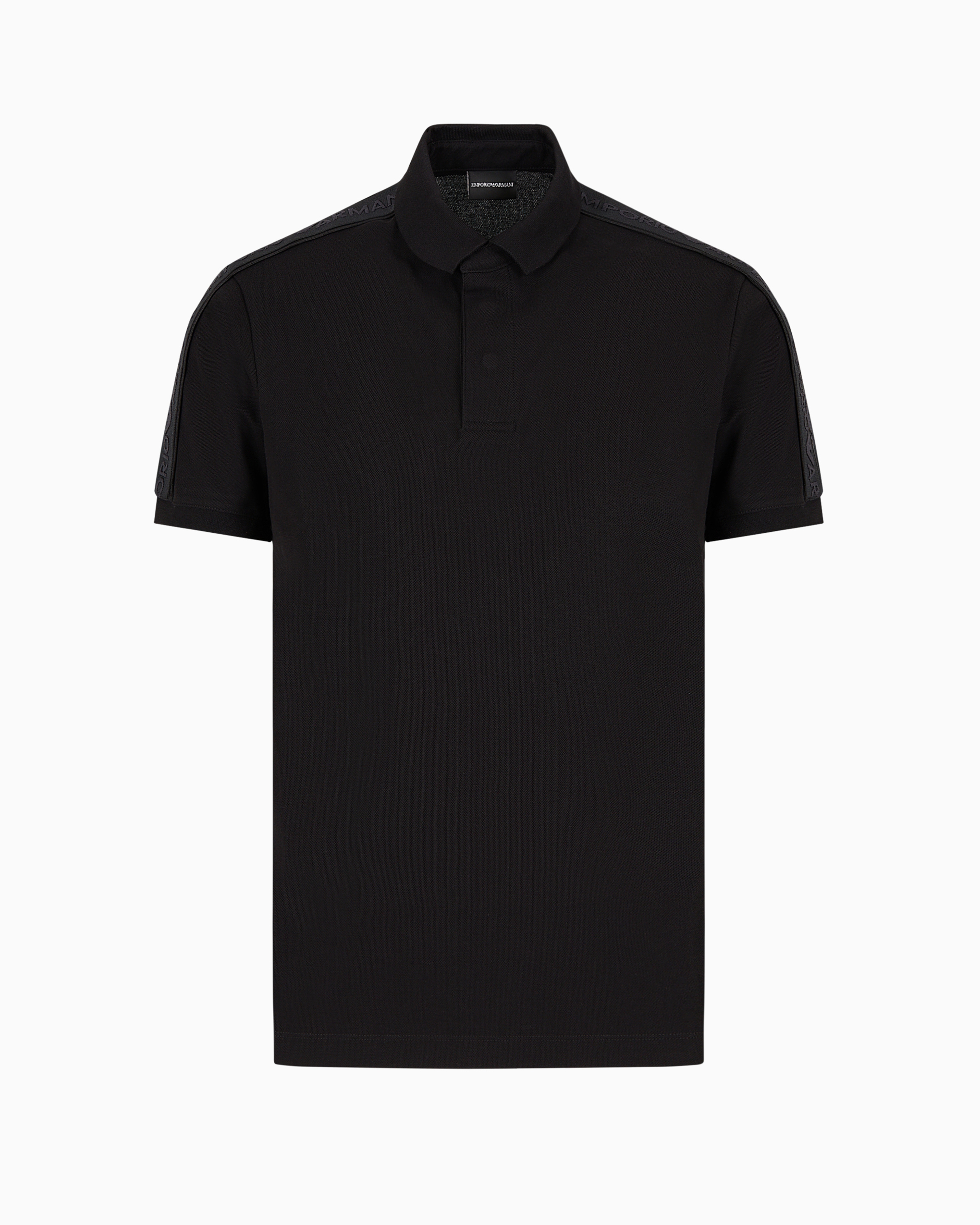 Shop Emporio Armani Jersey Polo Shirt With Logo Tape In Black