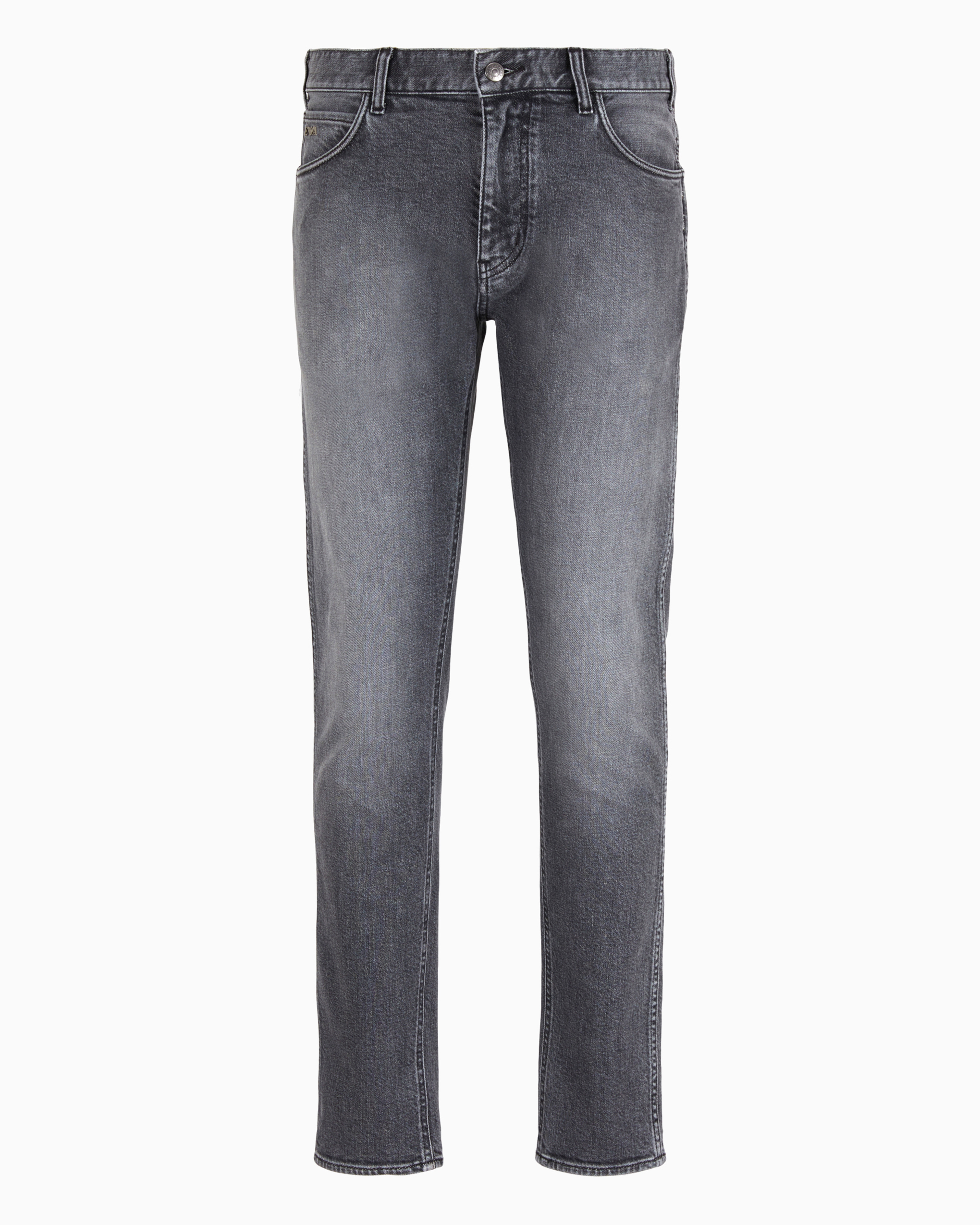 Shop Emporio Armani J16 Slim-fit, Washed Denim Jeans In Black