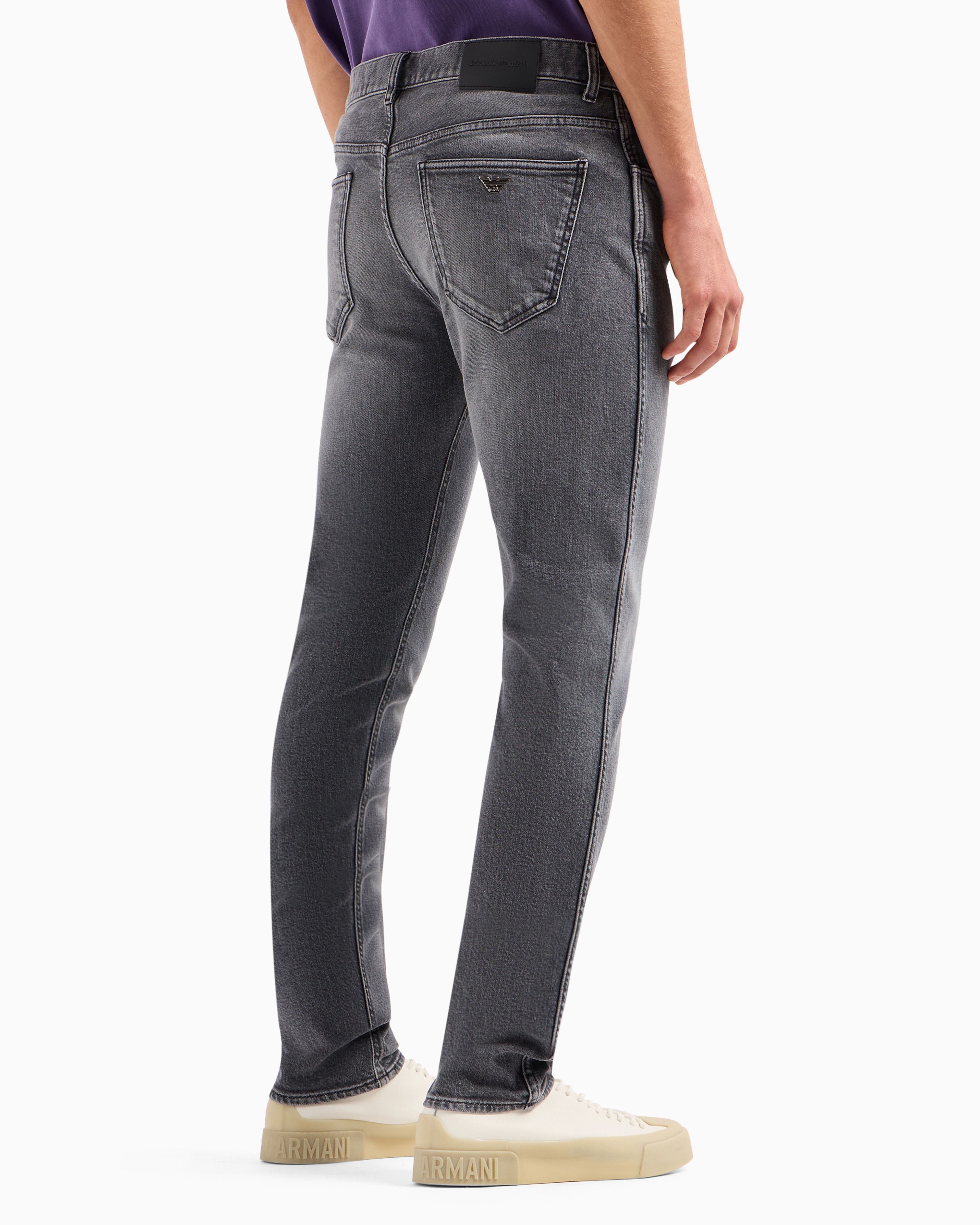 Shop Emporio Armani J16 Slim-fit, Washed Denim Jeans In Black