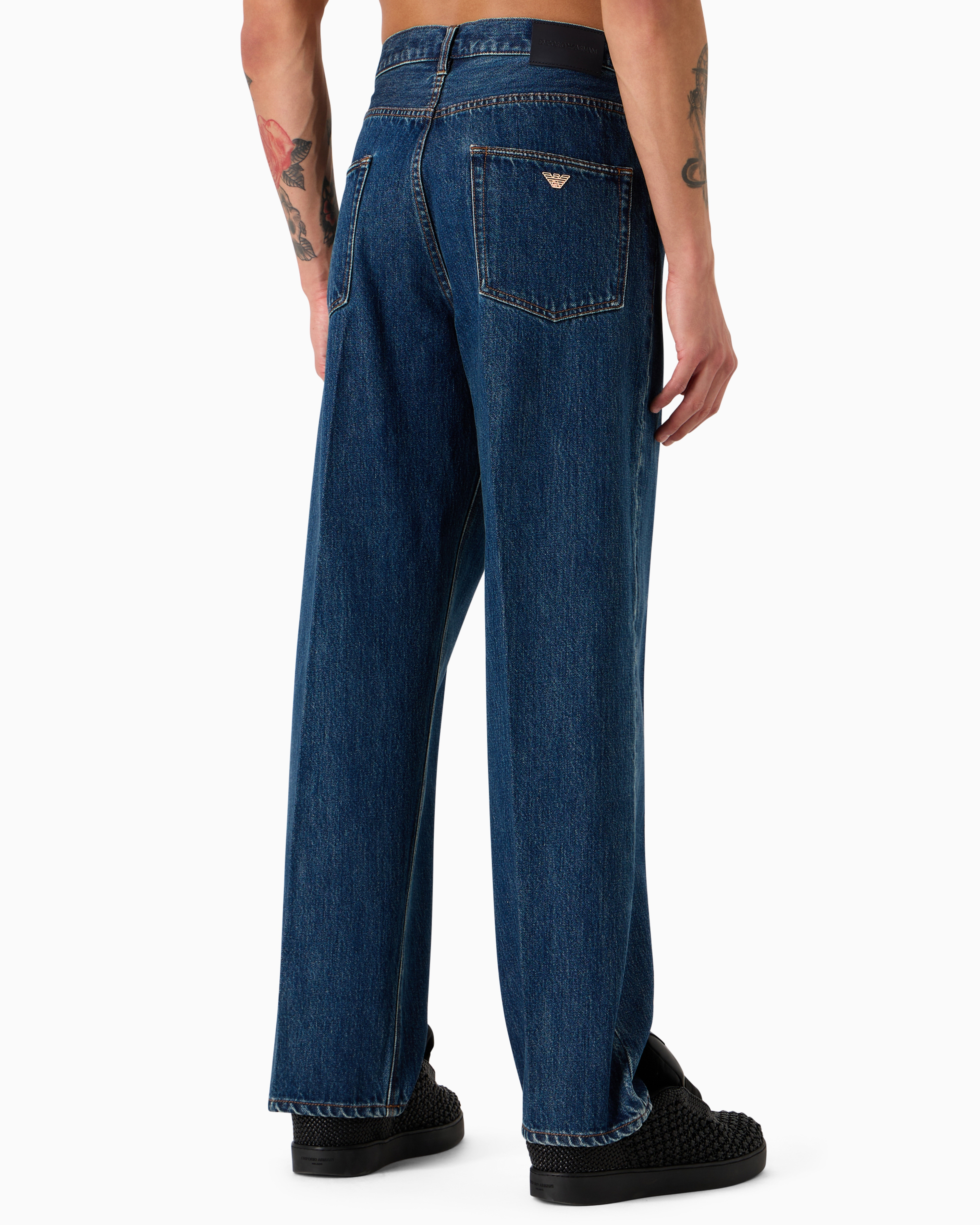 Emporio Armani J74 Marbled Loose Fit Jeans In Fancy Gray In Medium Blue