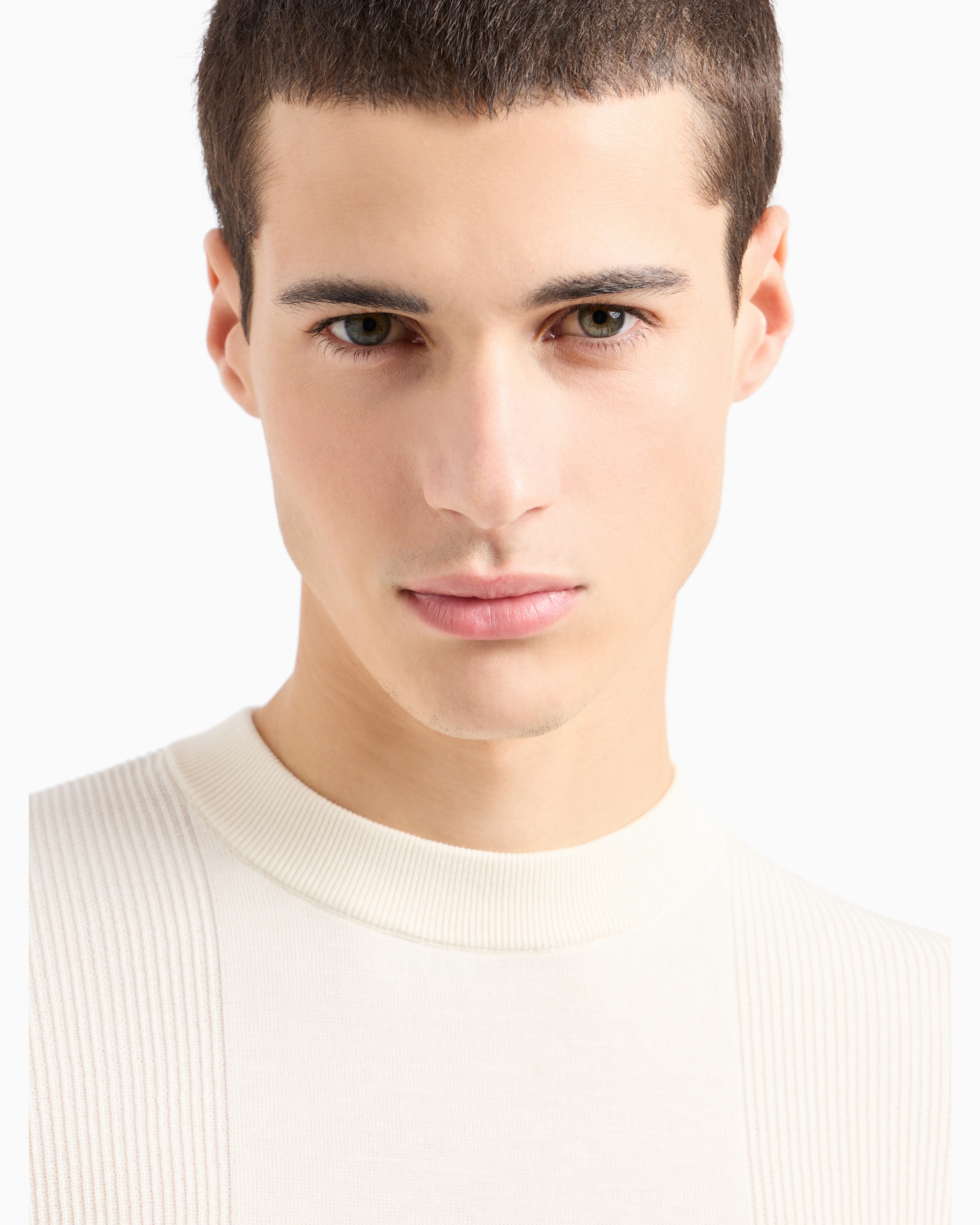 EMPORIO ARMANI RIBBED JUMPER WITH REVERSE PLAIN-KNIT INSERTS 