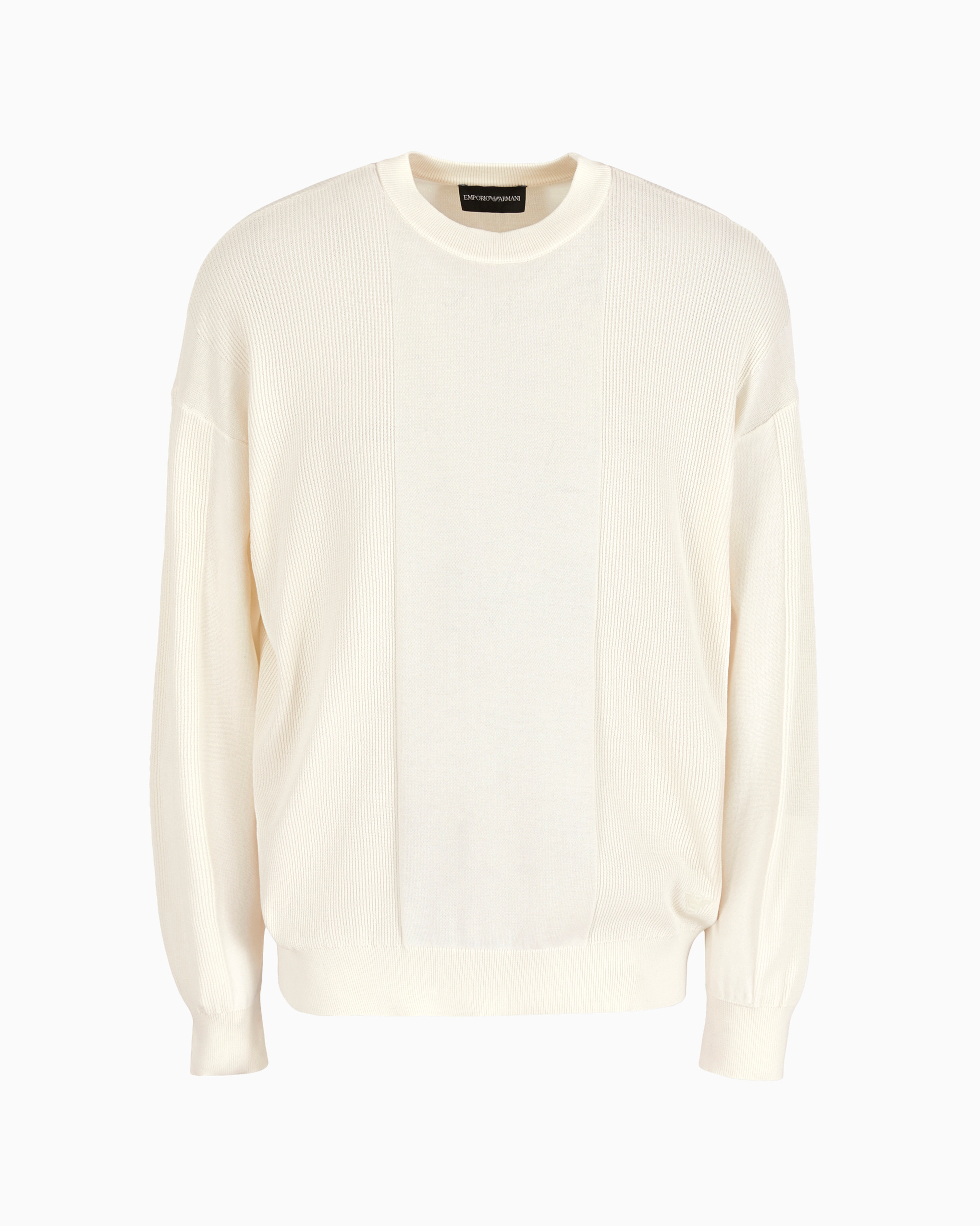 EMPORIO ARMANI RIBBED JUMPER WITH REVERSE PLAIN-KNIT INSERTS 