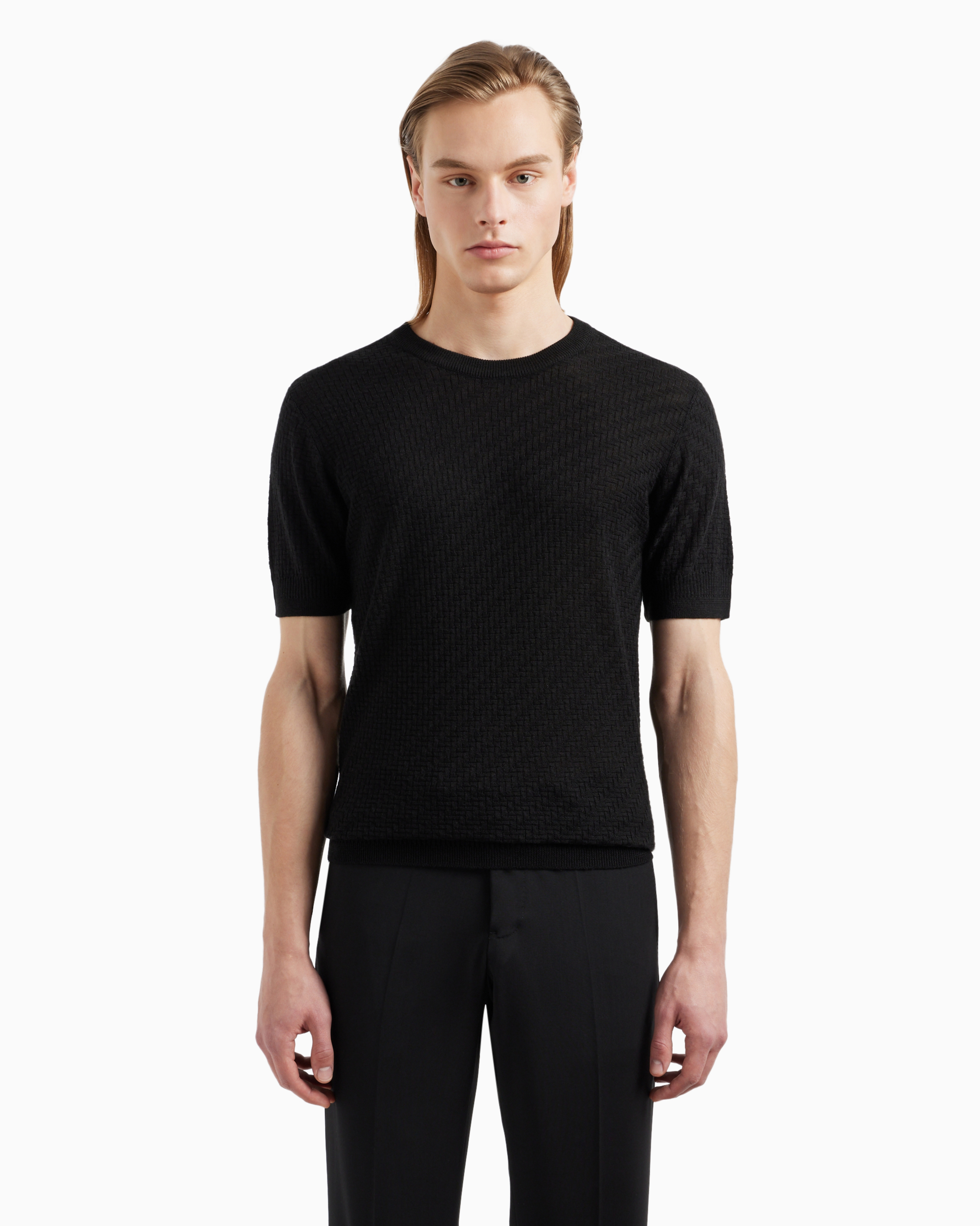 EMPORIO ARMANI メッシュニット 50 ブラック EMPORIO ARMANI メッシュニット 50 ブラック