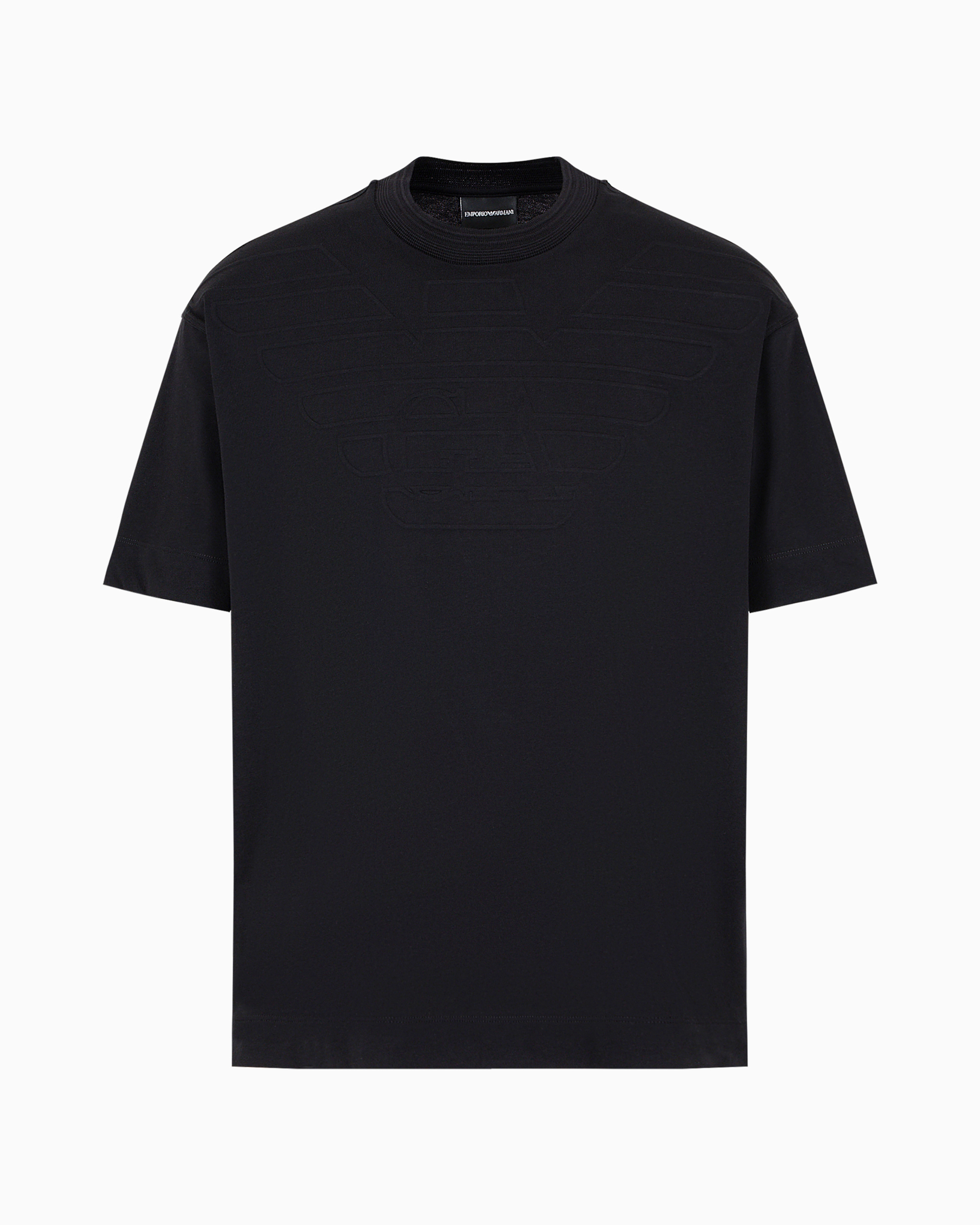 Emporio Armani Official Store Heavy Jersey T-shirt With Embossed Logo In Black