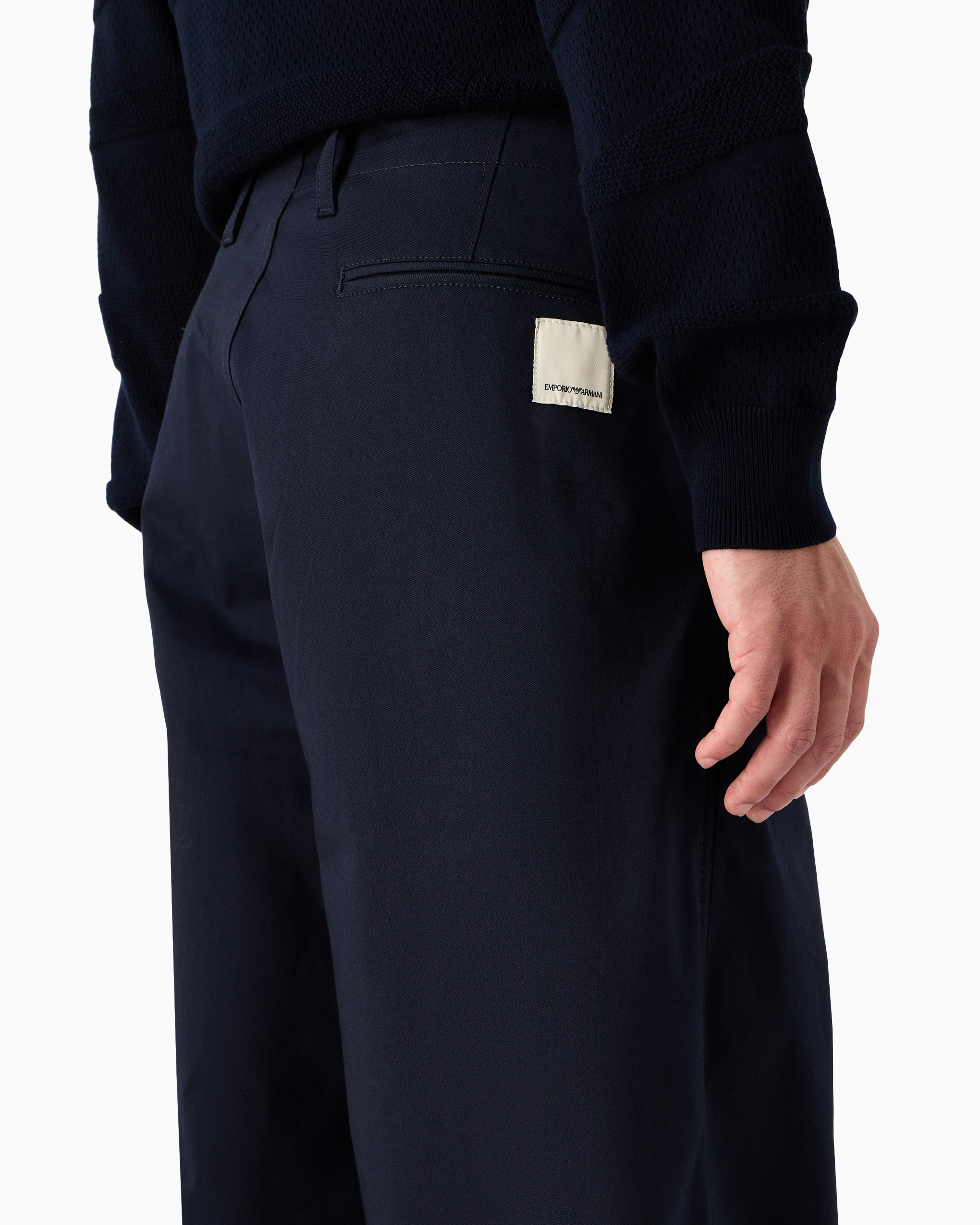 Emporio Armani Official Store Sustainable Collection Organic Gabardine Chinos In Navy Blue