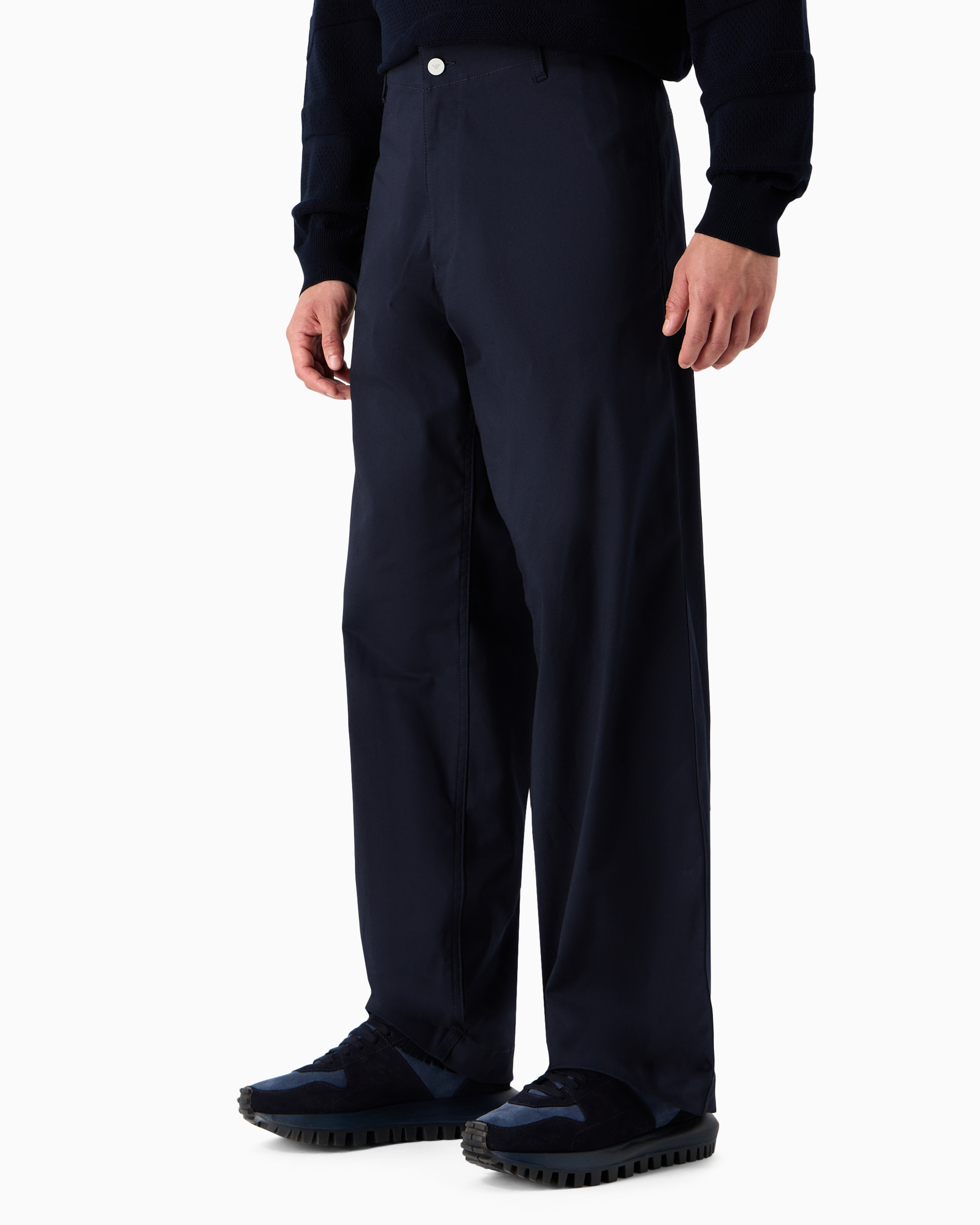 Emporio Armani Official Store Sustainable Collection Organic Gabardine Chinos In Navy Blue