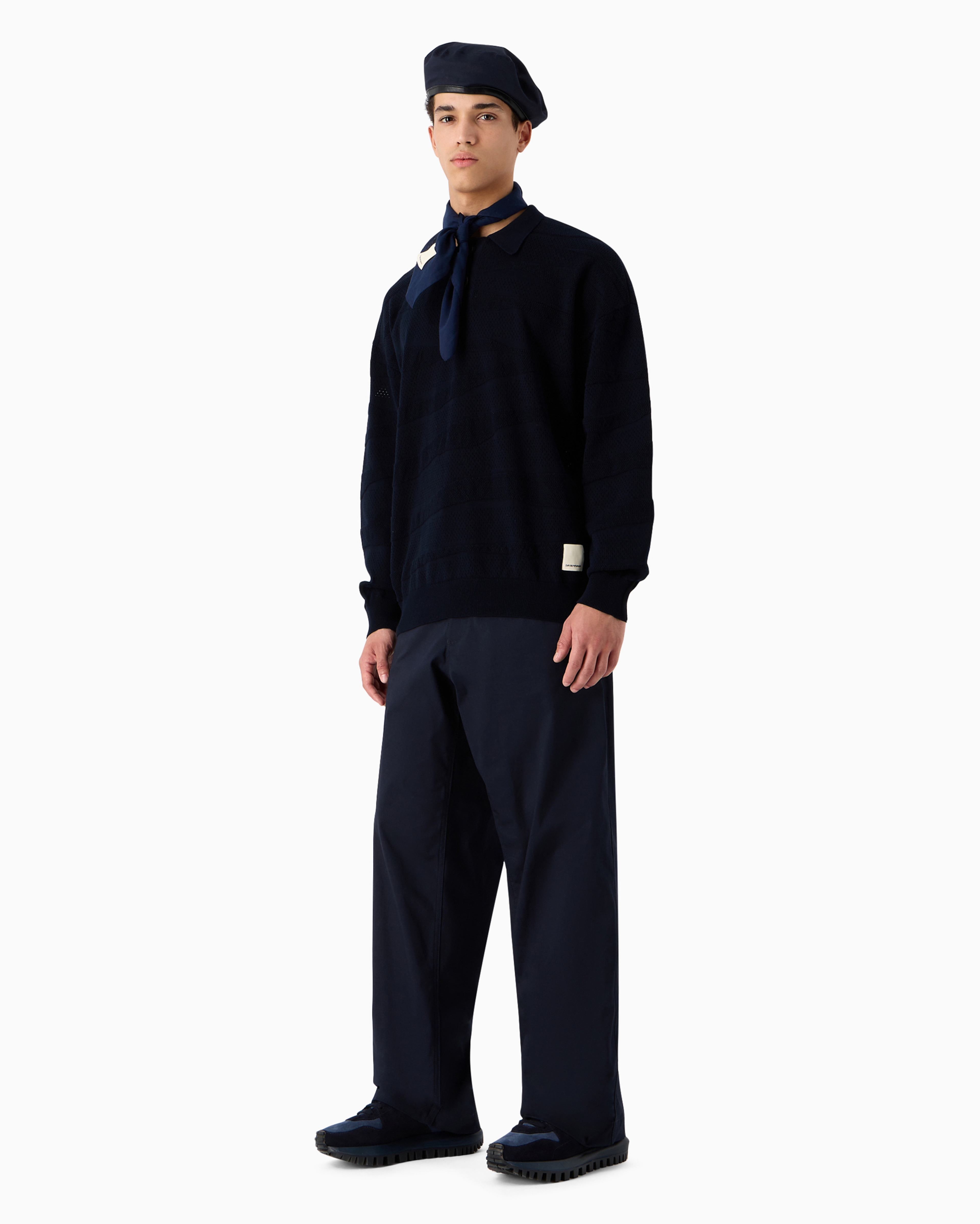 Emporio Armani Official Store Sustainable Collection Organic Gabardine Chinos In Navy Blue