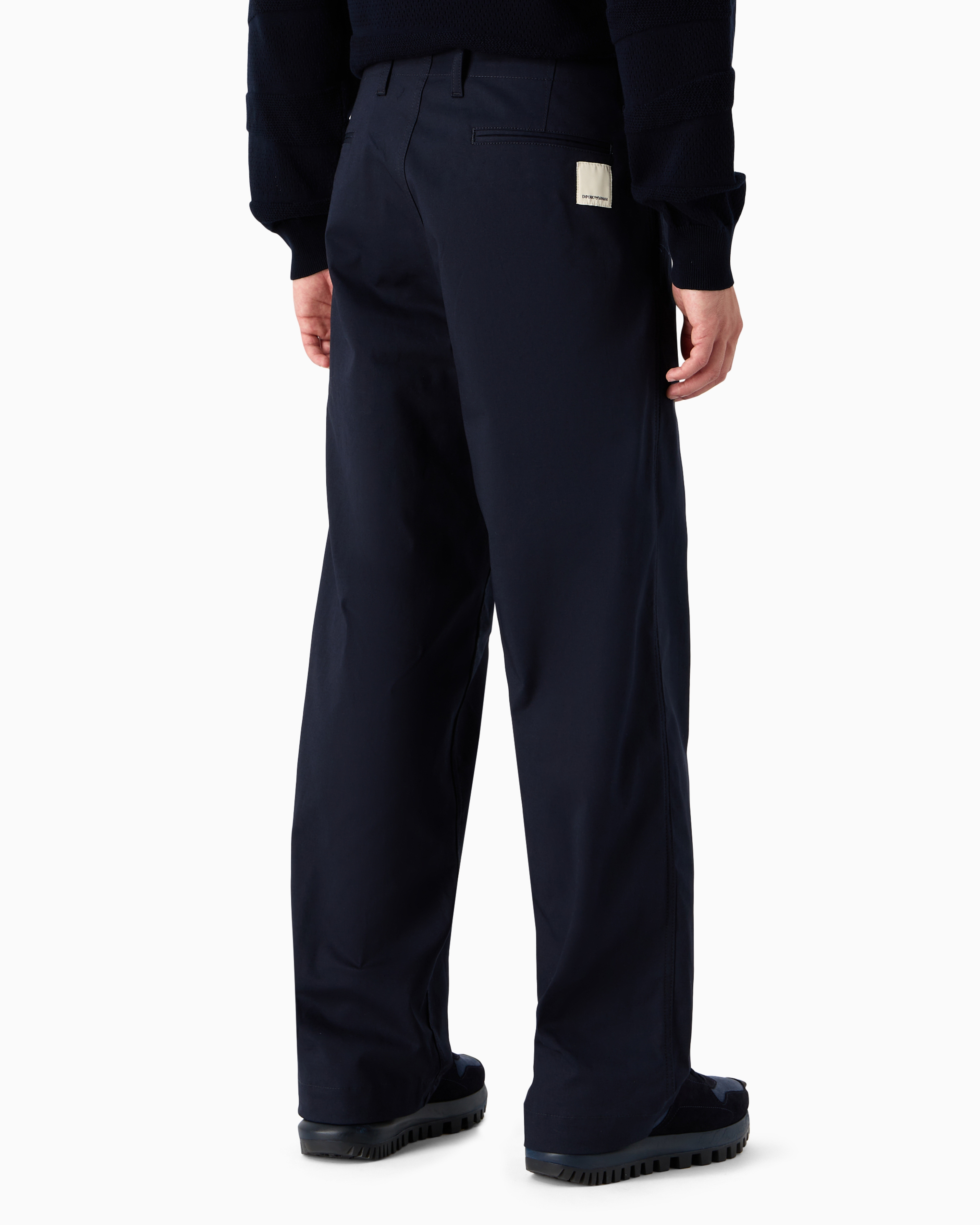Emporio Armani Official Store Sustainable Collection Organic Gabardine Chinos In Navy Blue