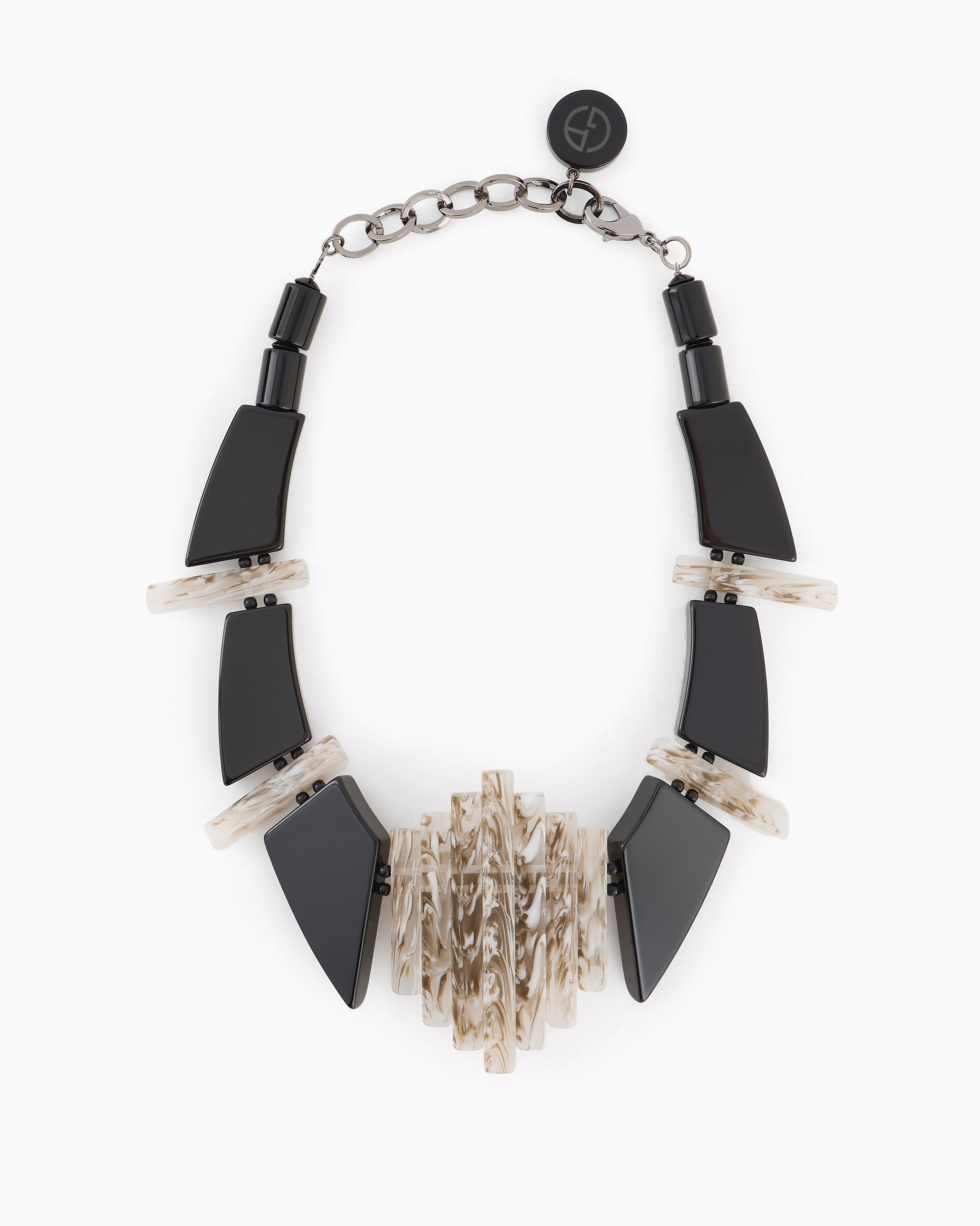 Giorgio Armani Official Store Choker Necklace With Geometric Components In Black