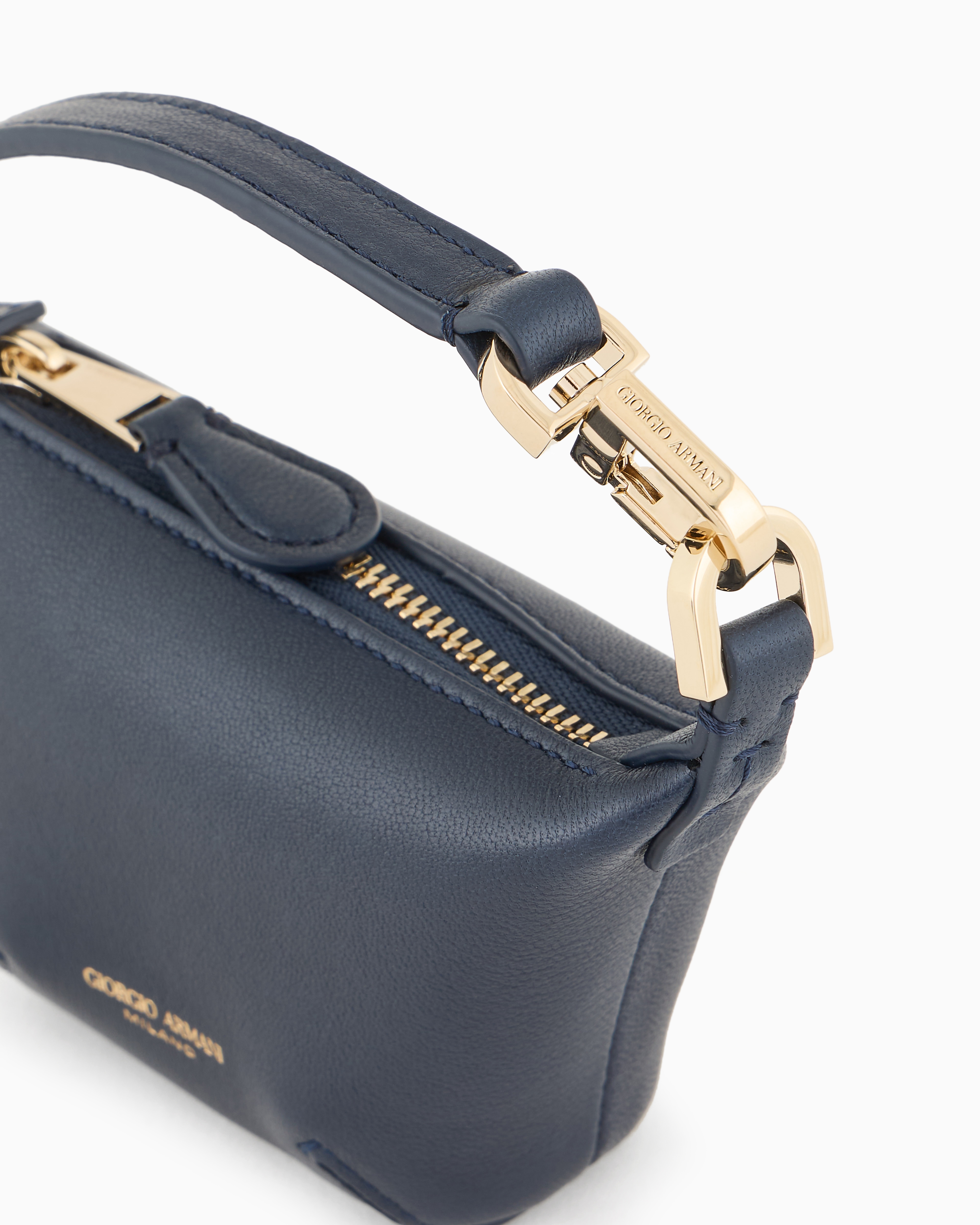 Giorgio Armani Mini La Prima Soft Nappa-leather Handbag In Blue