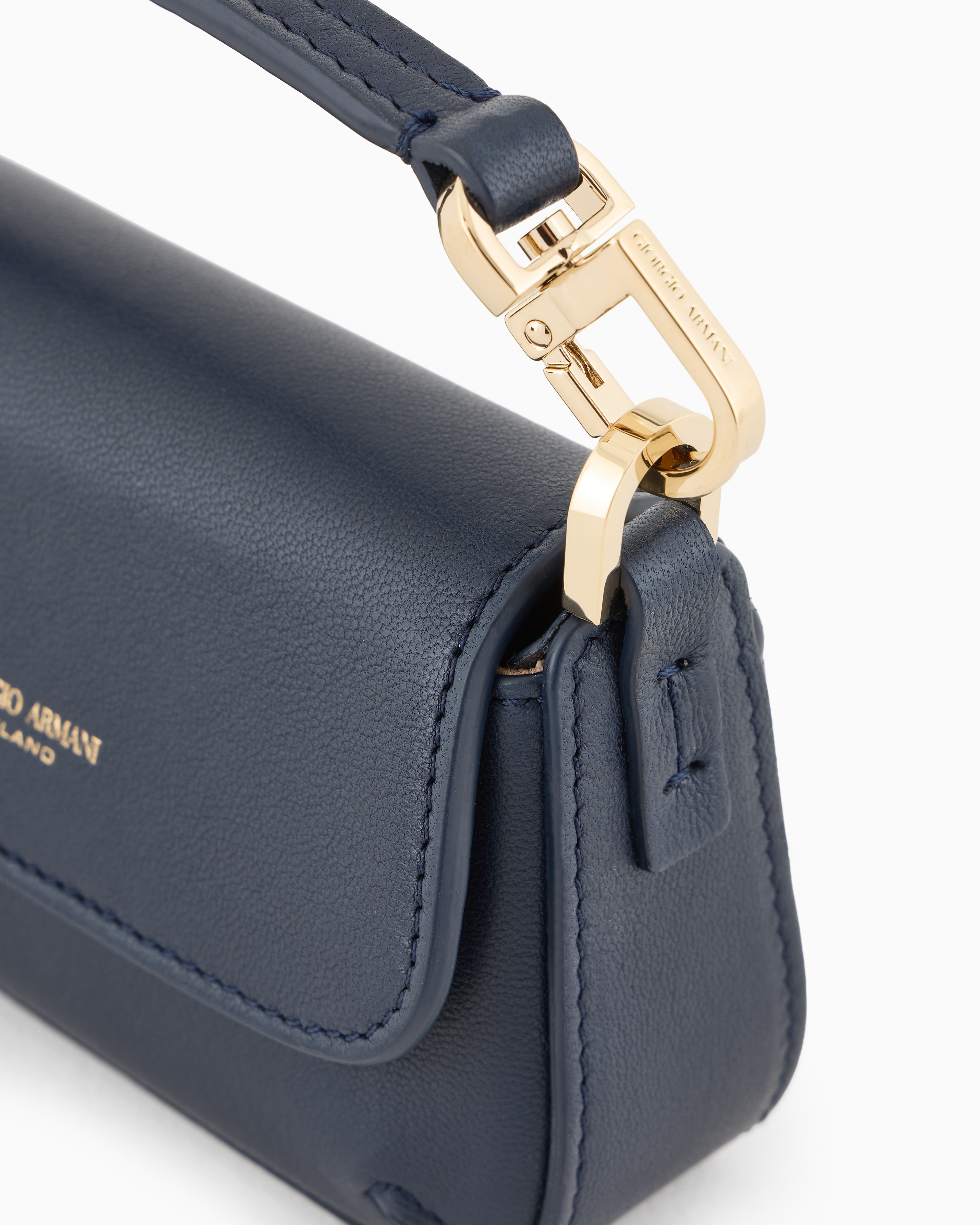 Giorgio Armani Official Store Tasche La Prima Soft Charm Im Mini-format Aus Nappaleder In Blau
