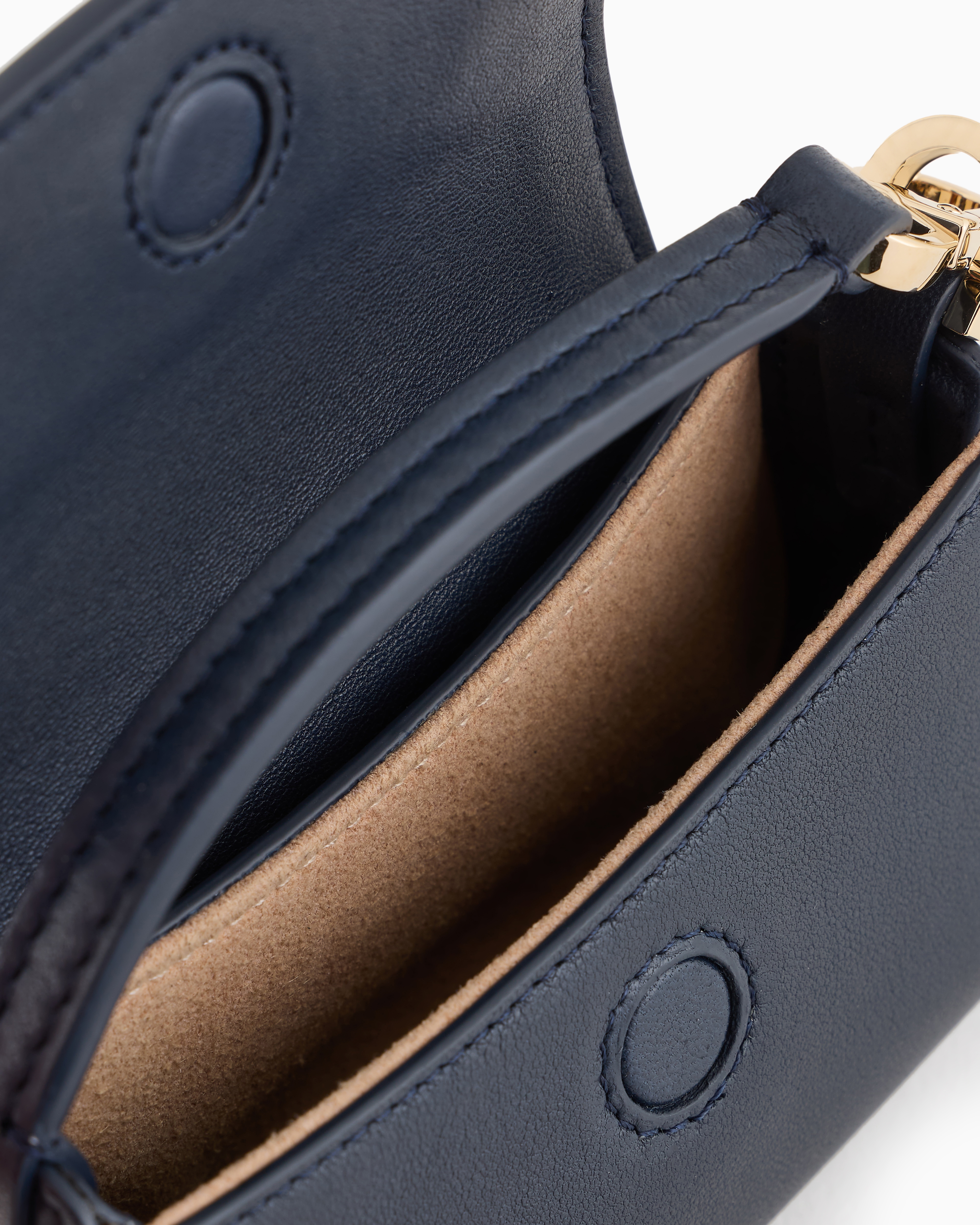 Giorgio Armani Official Store Tasche La Prima Soft Charm Im Mini-format Aus Nappaleder In Blau