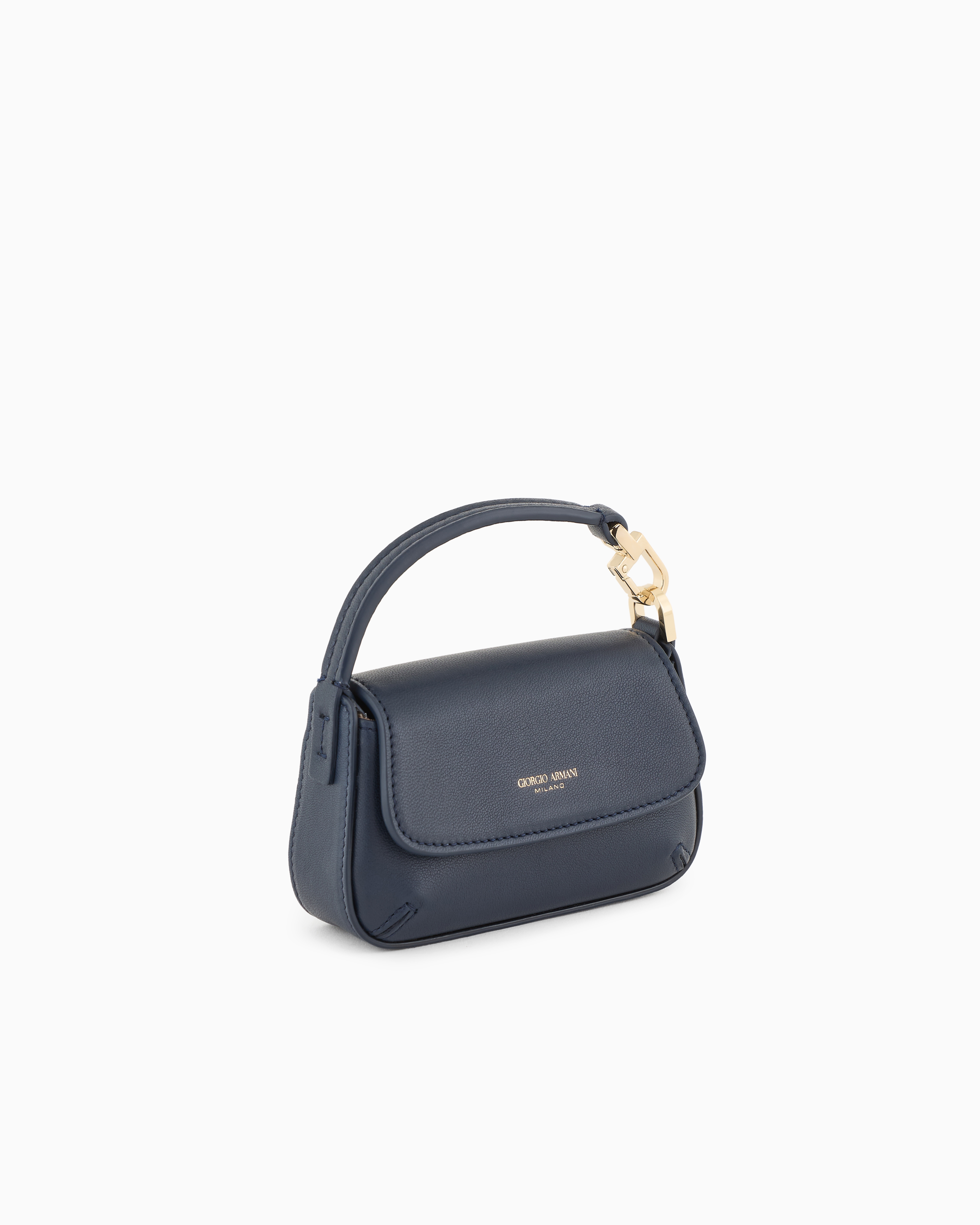 Giorgio Armani Official Store Tasche La Prima Soft Charm Im Mini-format Aus Nappaleder In Blau