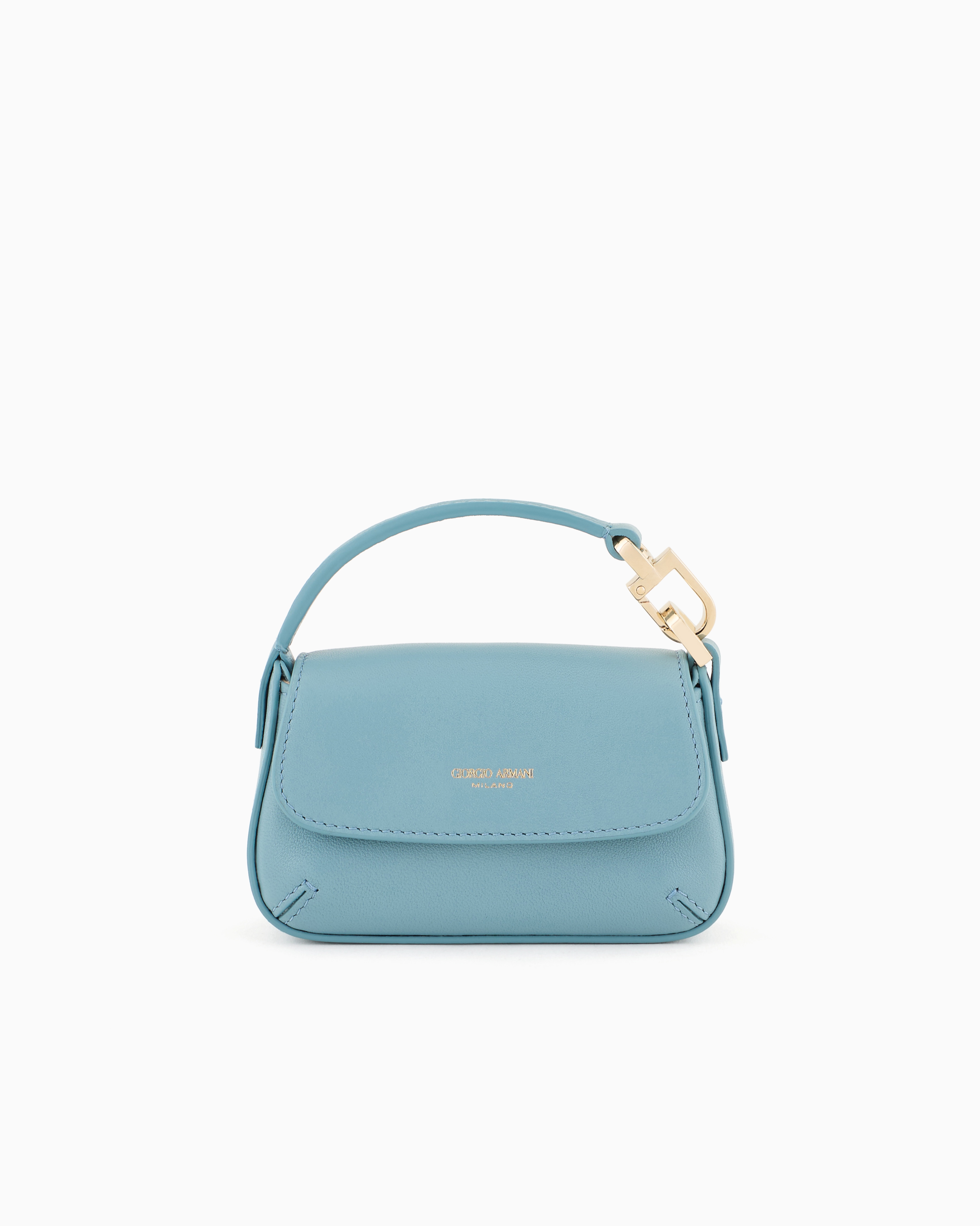 Giorgio Armani Official Store Mini La Prima Soft Nappa-leather Charm Bag In Azure