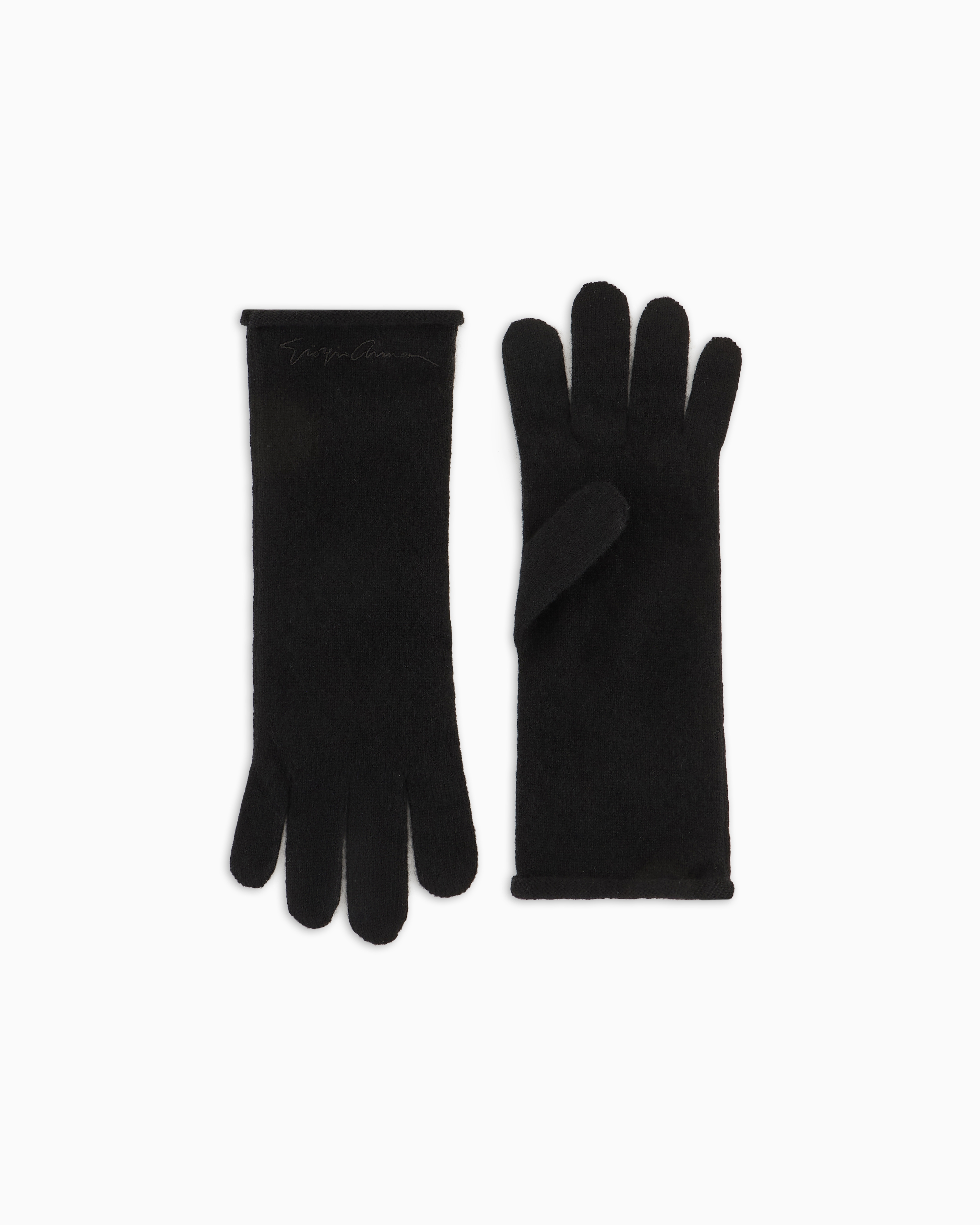 Giorgio Armani Official Store Cashmere Gloves In Black