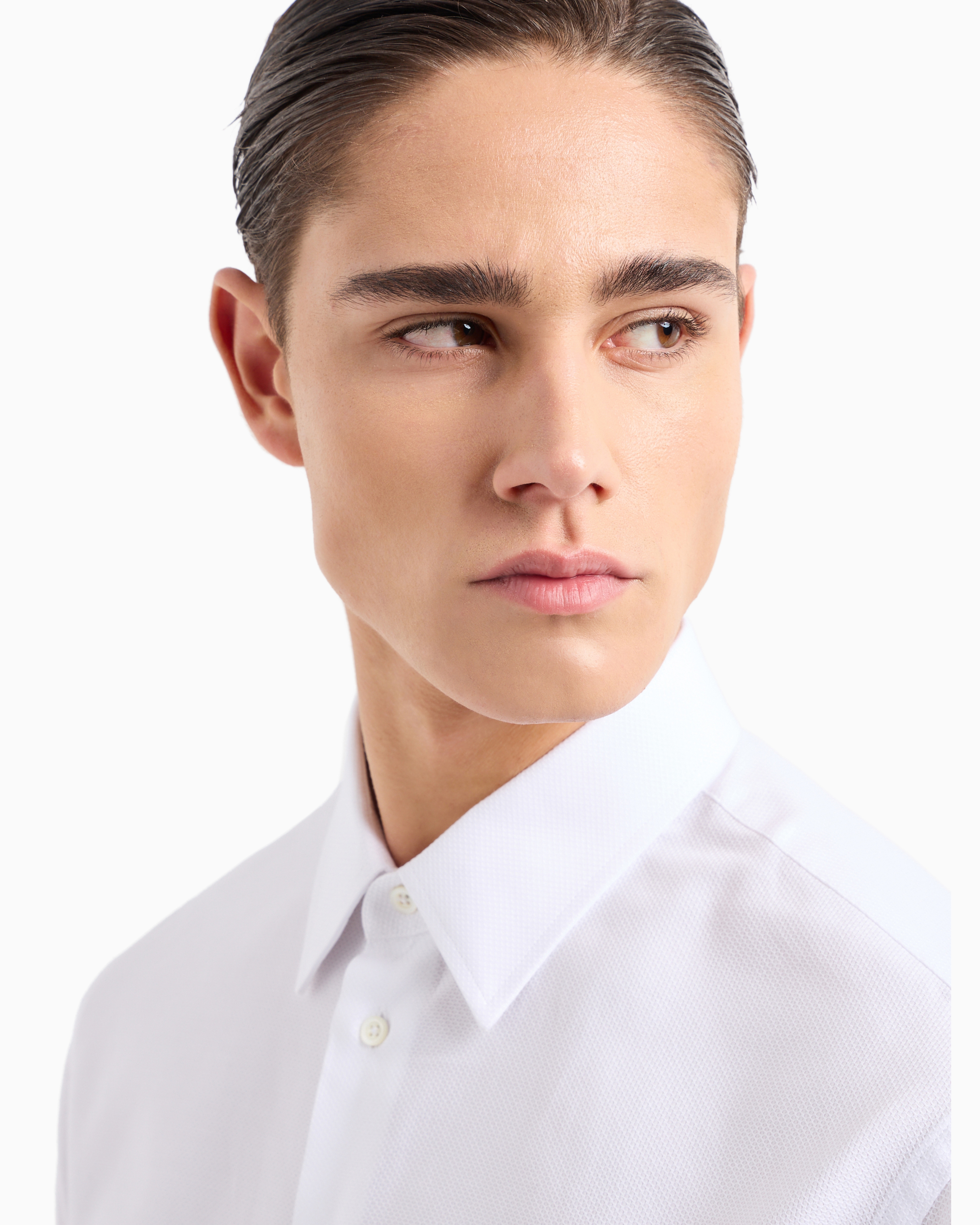 Shop Emporio Armani Cotton Armure Shirt In White