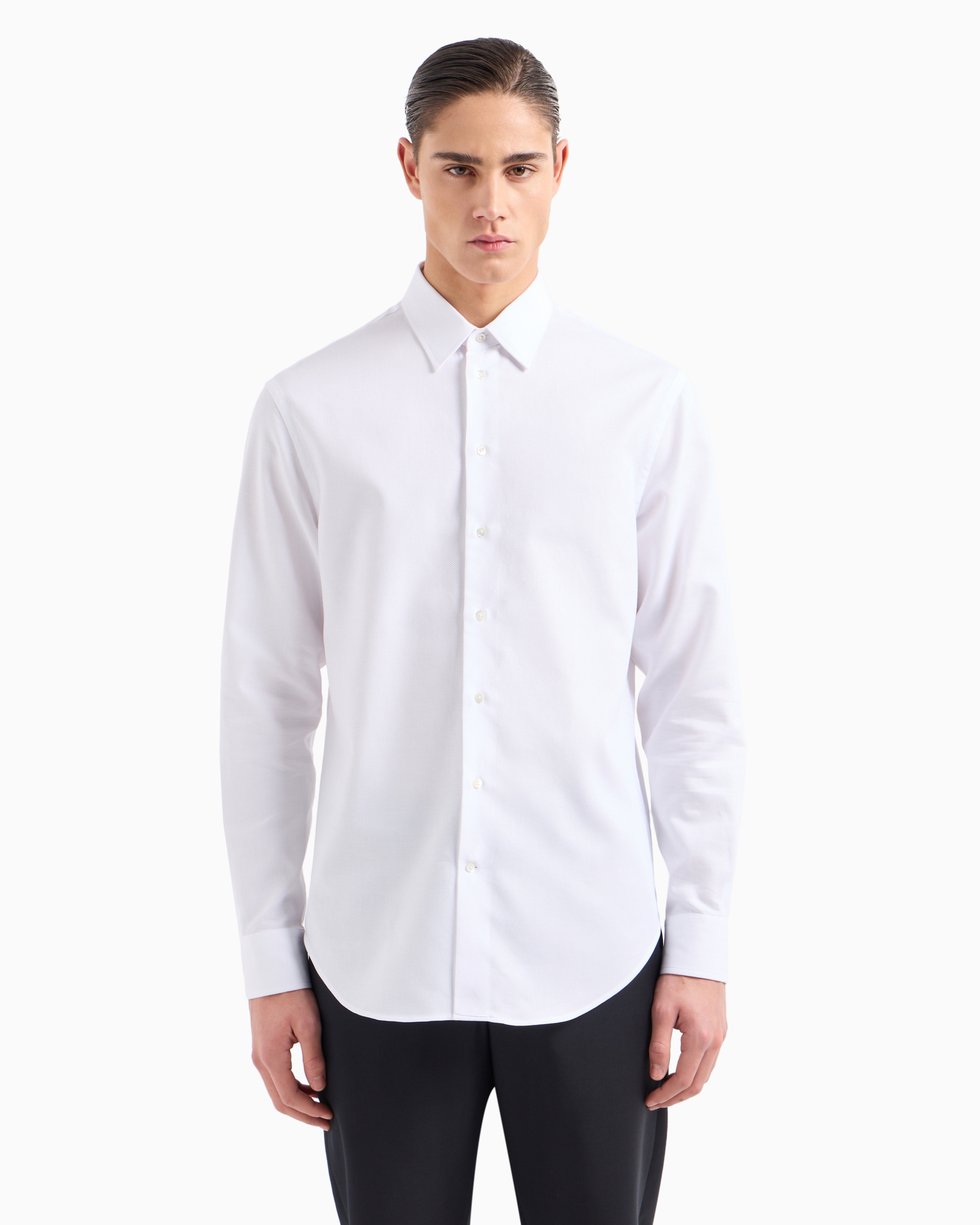 Shop Emporio Armani Cotton Armure Shirt In White